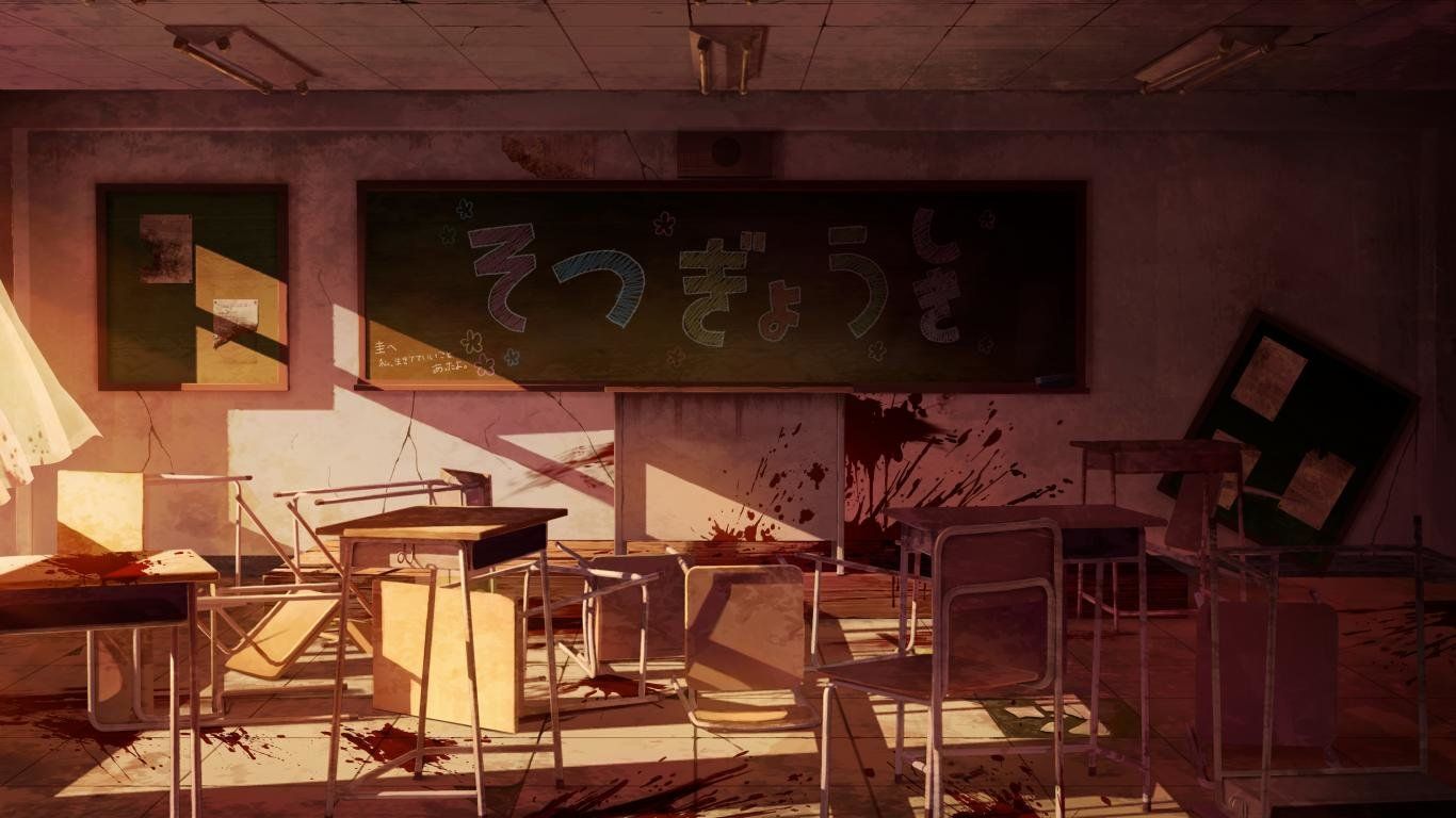 A classroom covered in blood - School