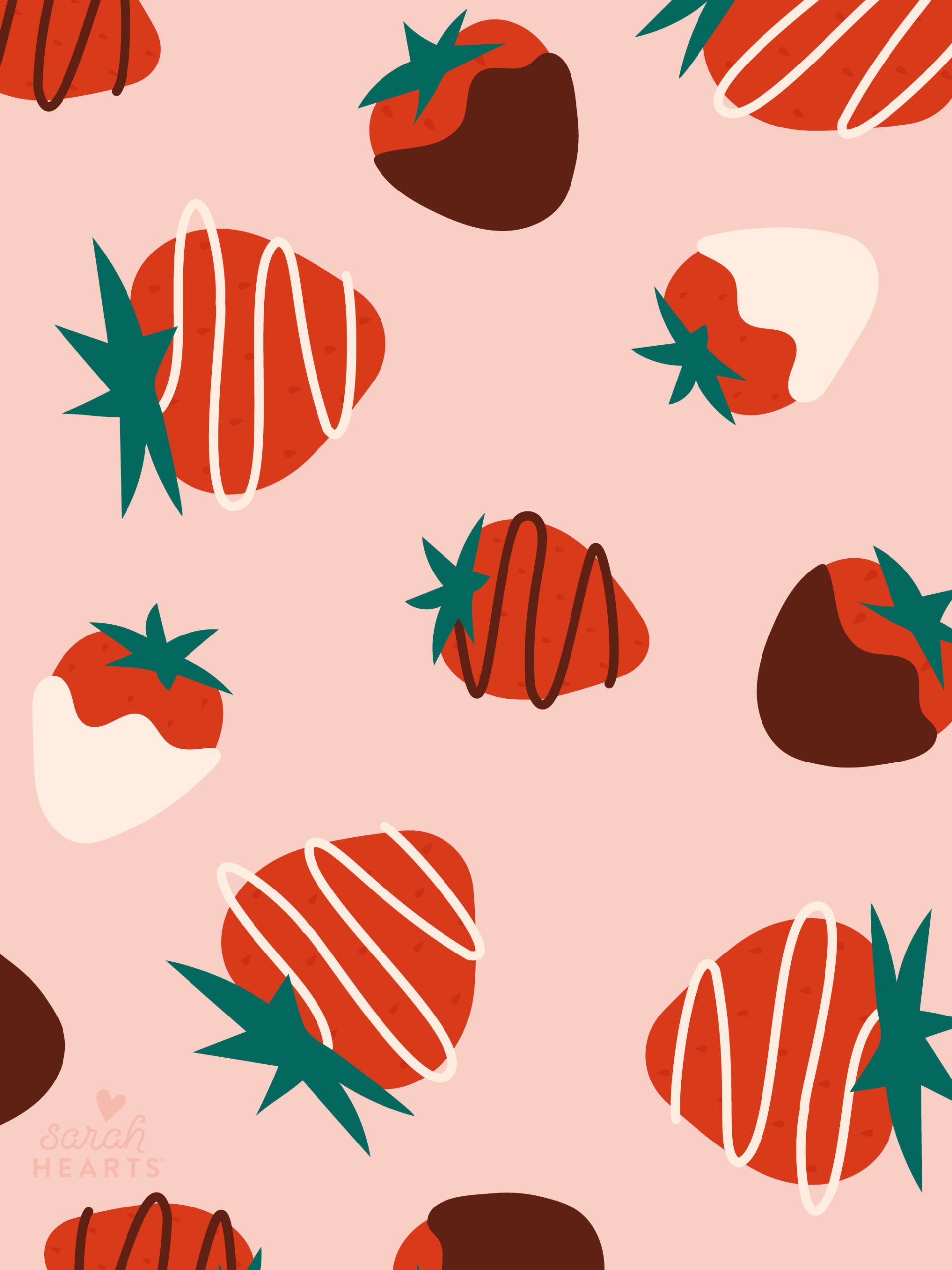 A free phone wallpaper for you! Chocolate covered strawberries on a pink background. - Strawberry, February, chocolate