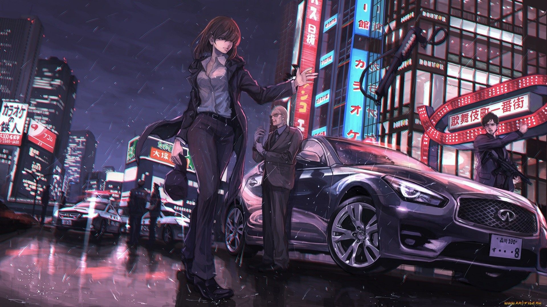 Anime Girl with Car Wallpaper