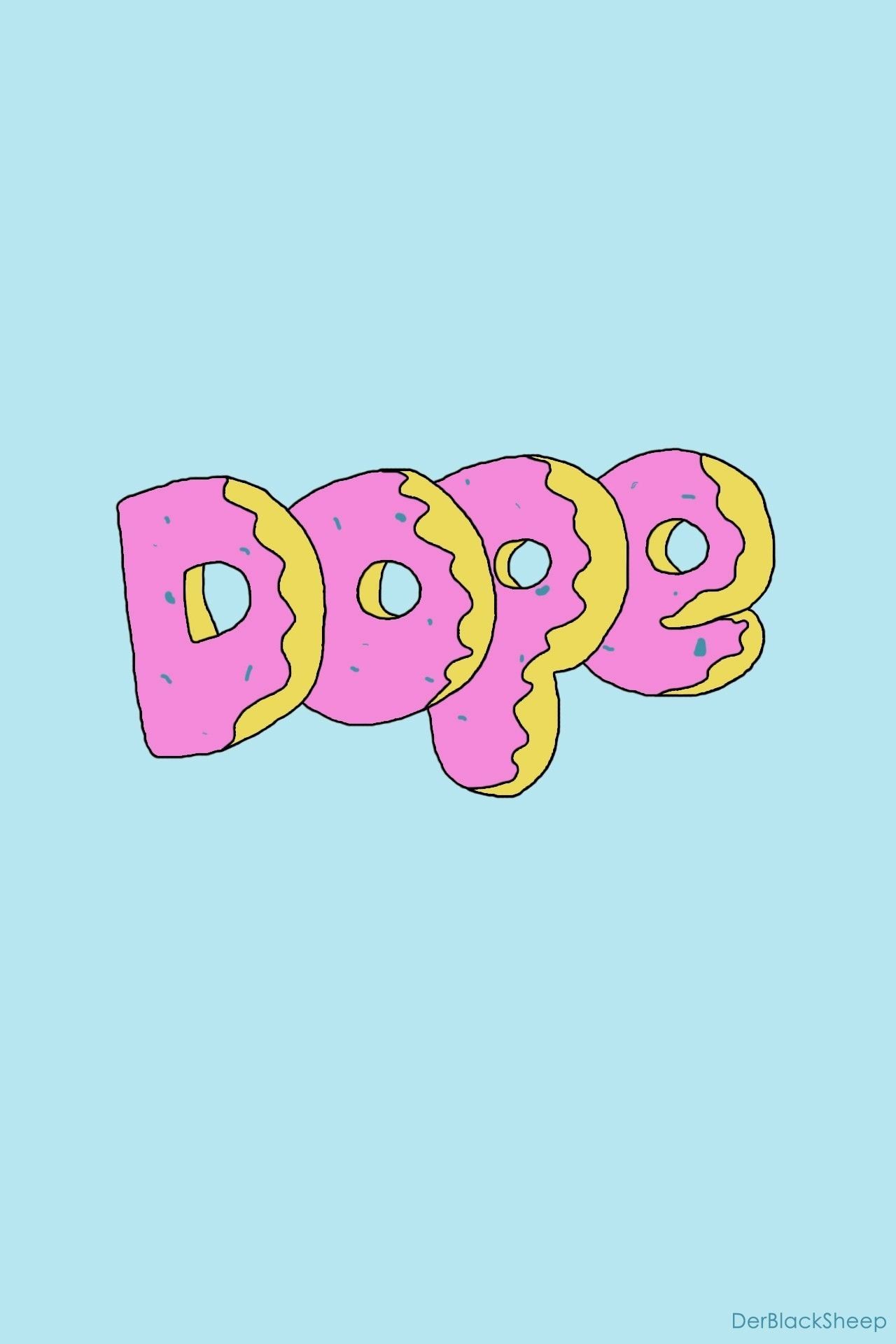 The word dope in pink and yellow letters - Supreme