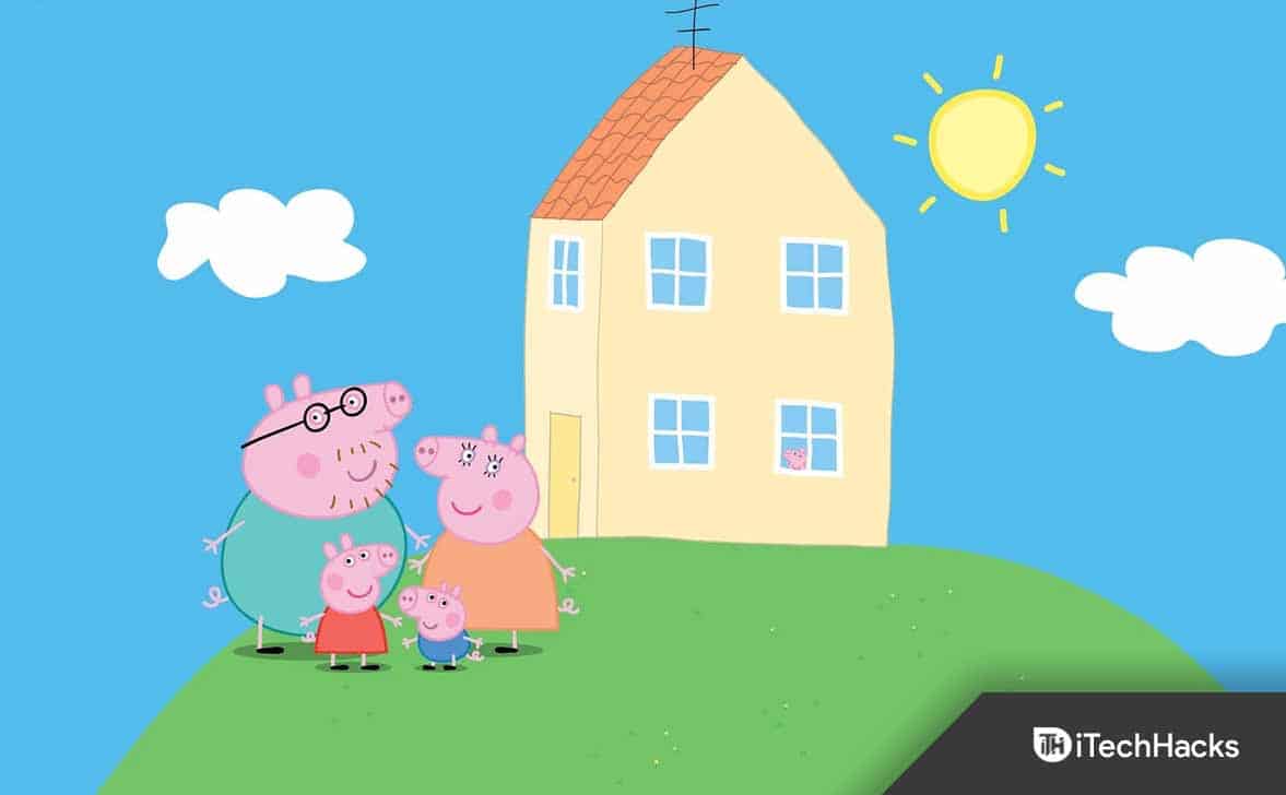 Peppa Pig and family in front of their house - Peppa Pig