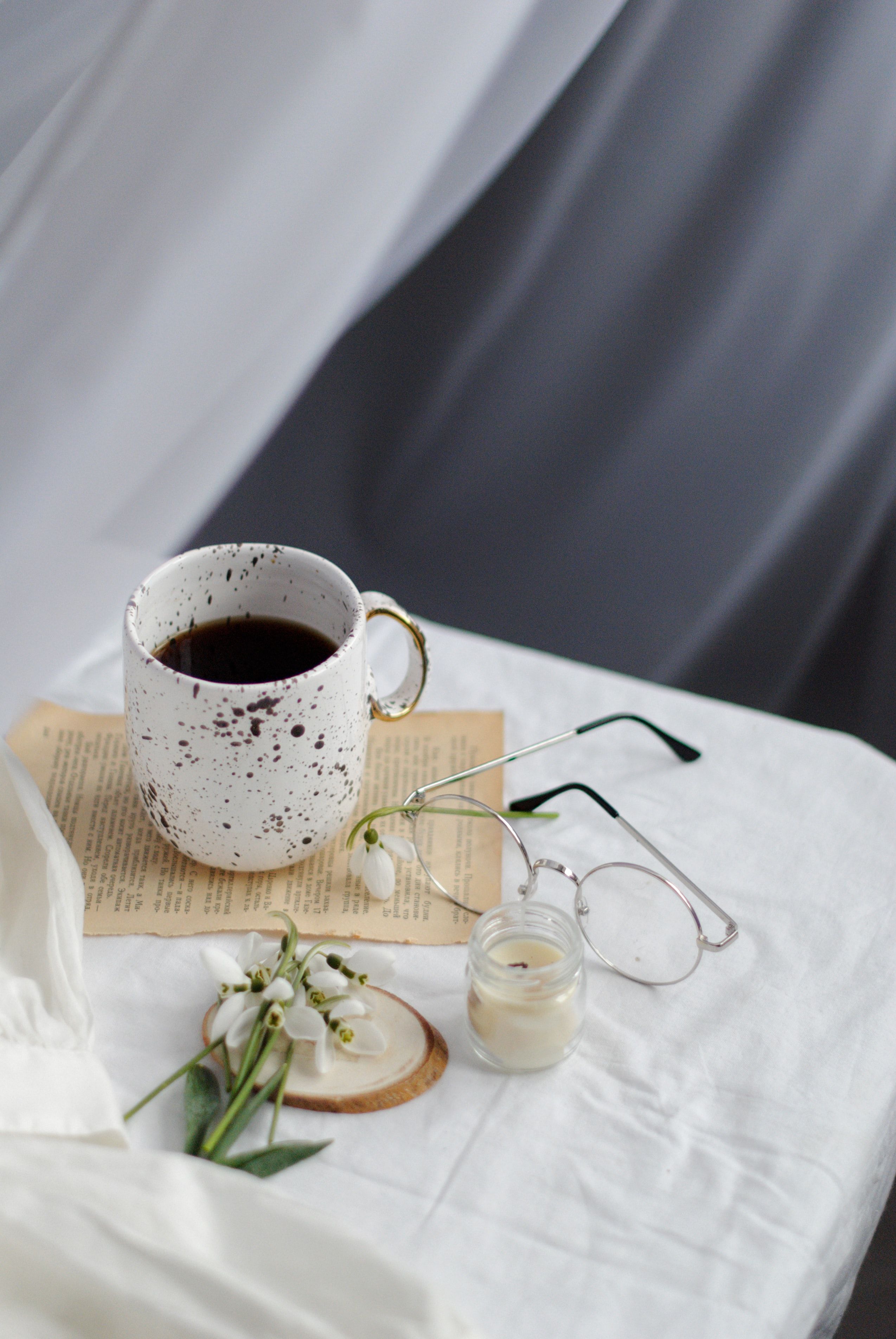 A cup of coffee sitting on top - Coffee