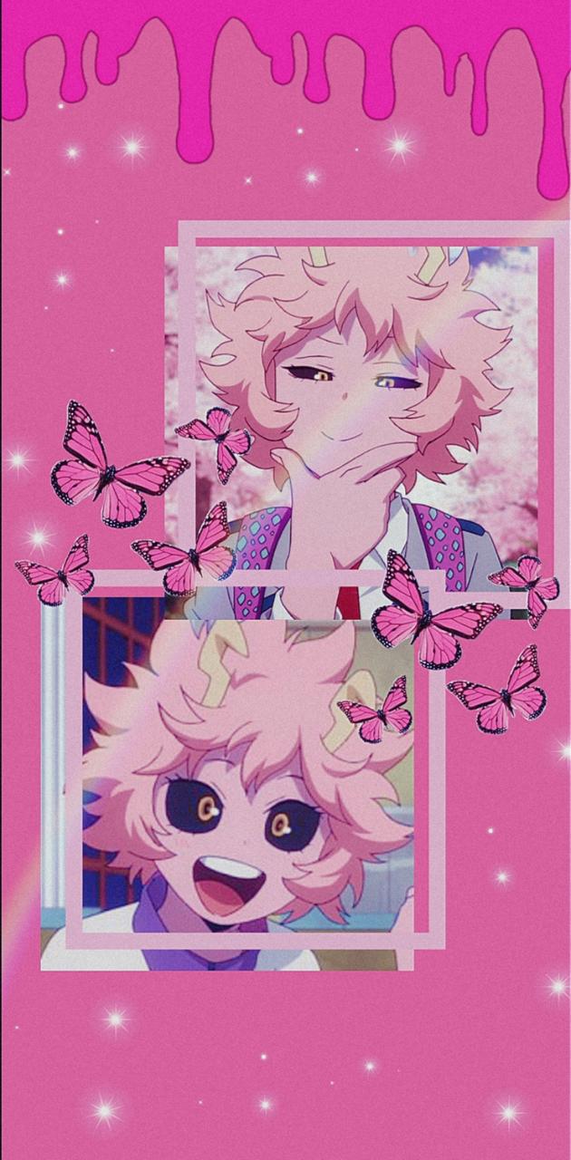 Pink aesthetic anime wallpaper with butterfly - My Hero Academia