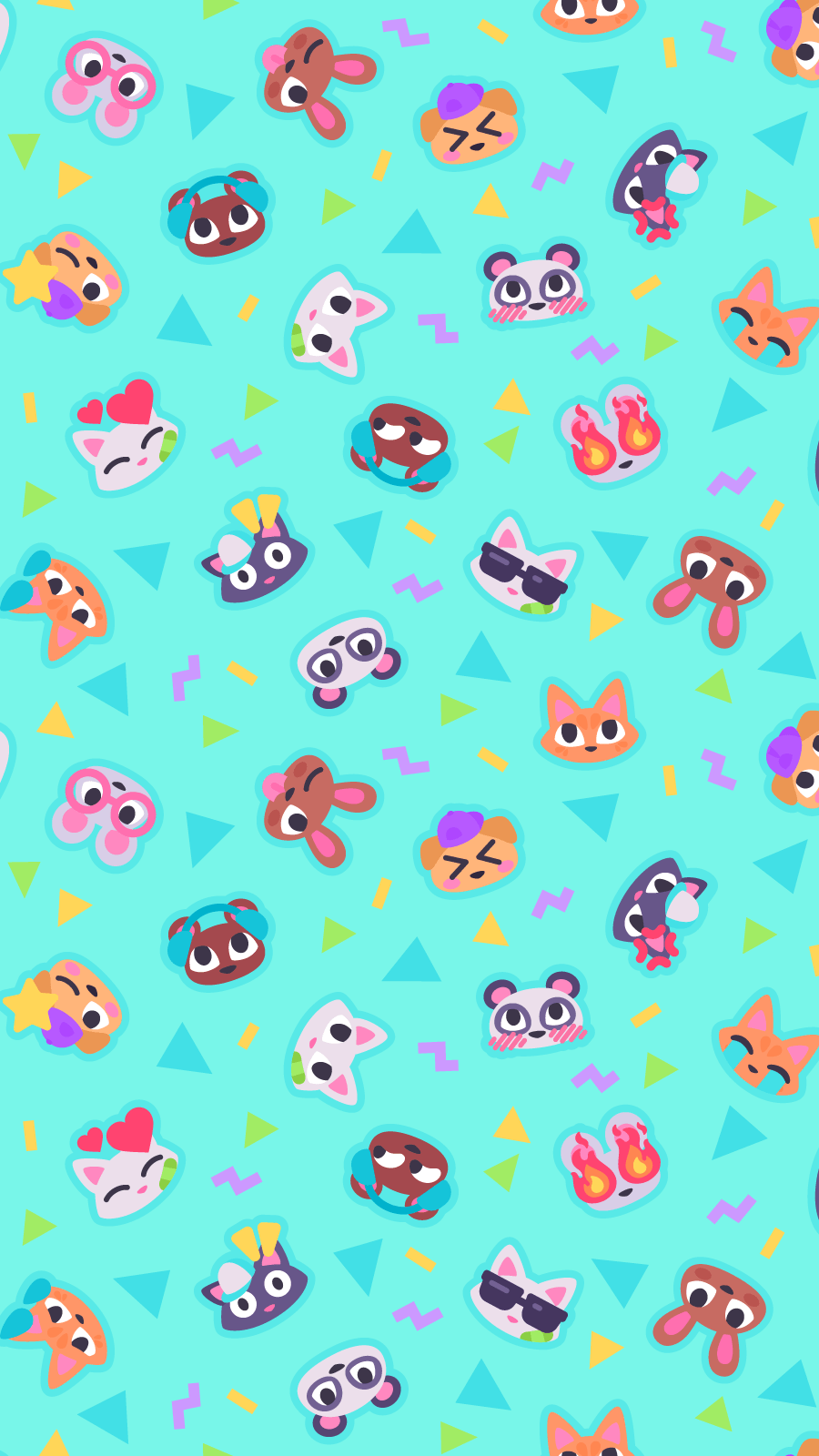 A pattern of various animal faces on blue background - Nintendo