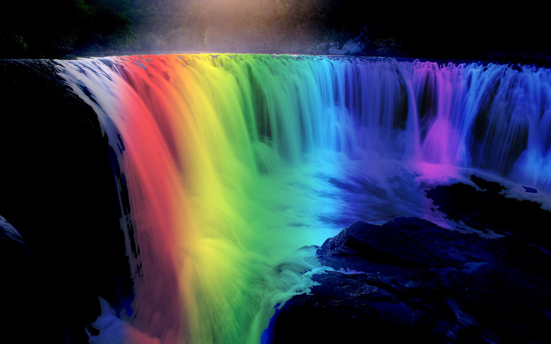 A waterfall with a rainbow color scheme - Waterfall