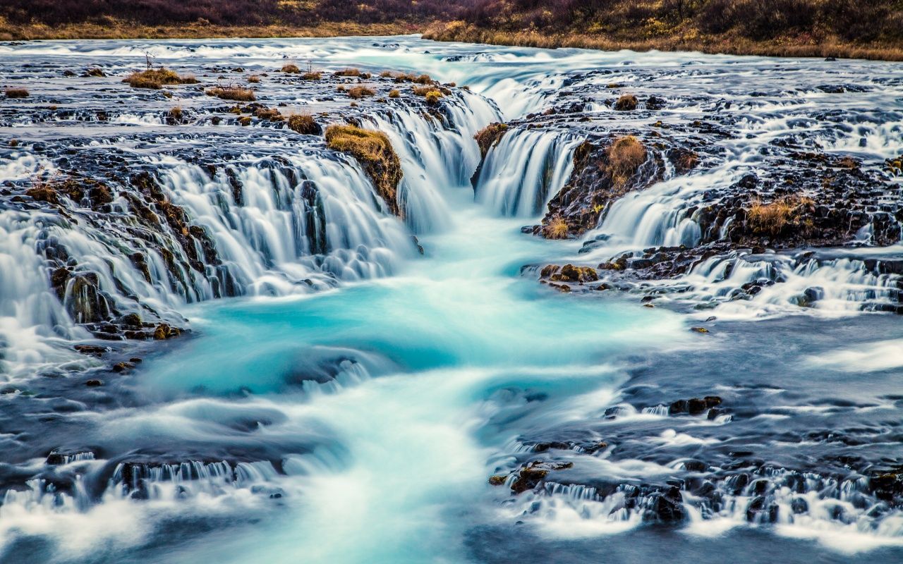 Bruarfoss Waterfall Wallpaper 4K, Iceland, River Stream, Nature