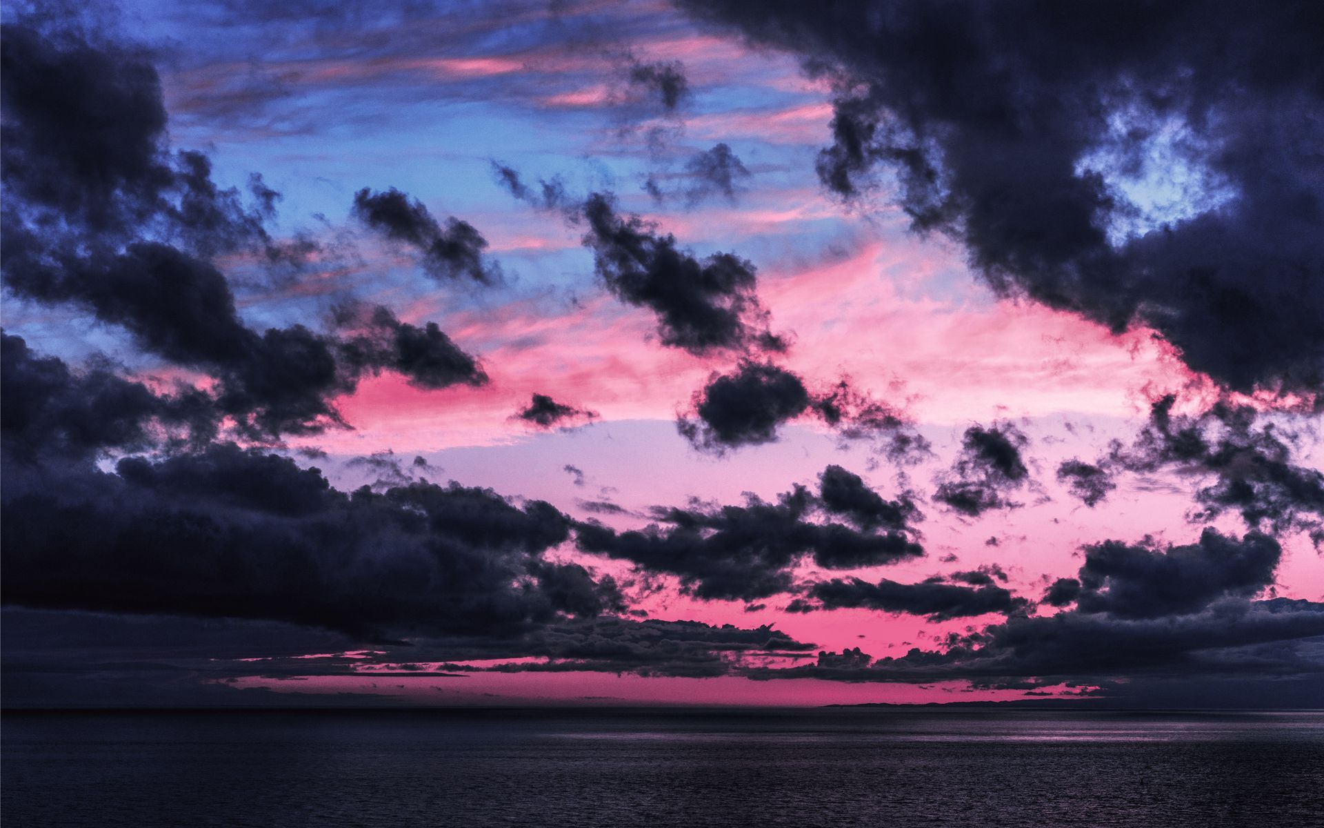 Download wallpaper 1920x1200 clouds, sky, sea, horizon, dark, twilight widescreen 16:10 HD background
