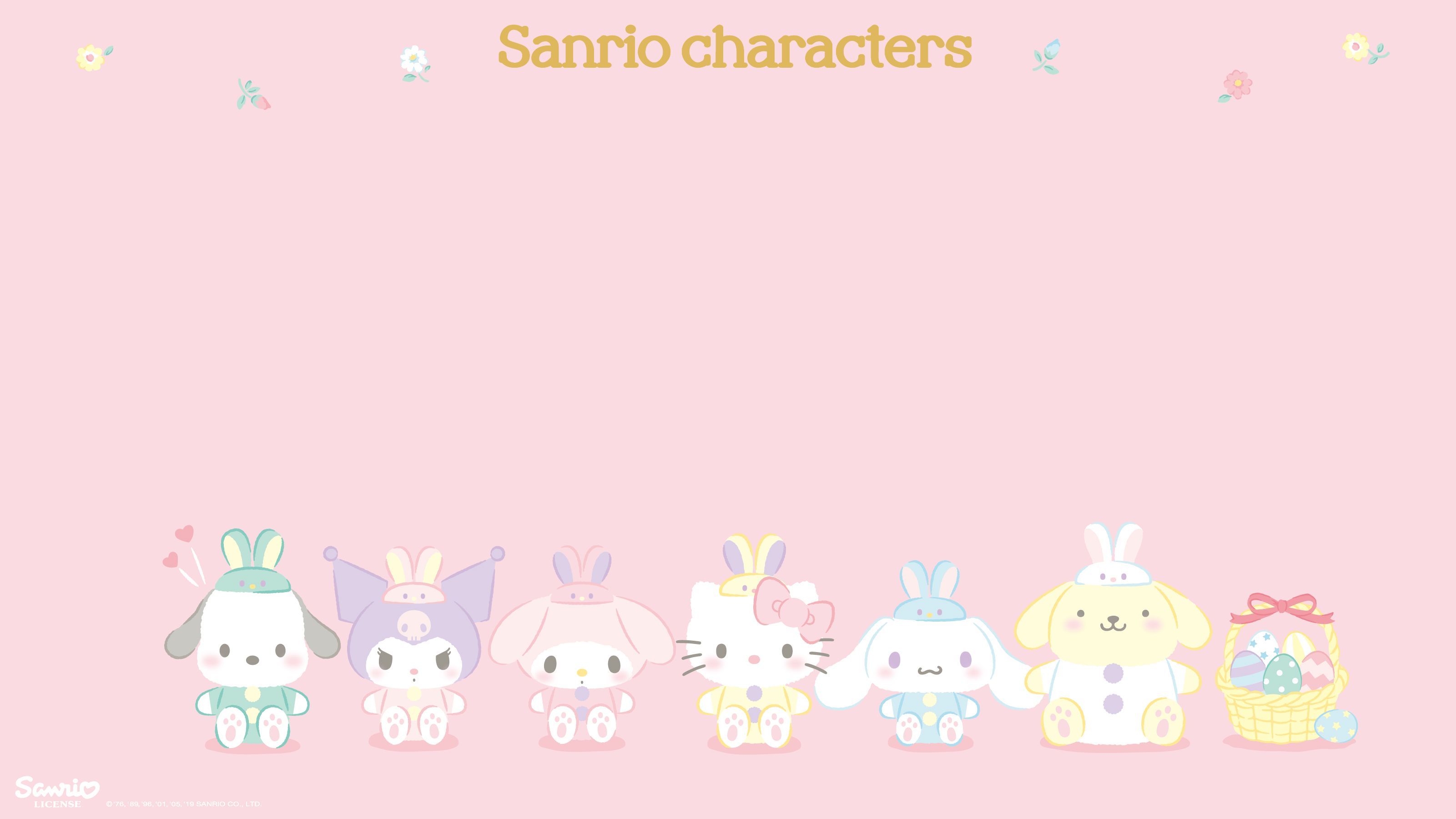 Hello Kitty and friends wallpaper with a pink background - Sanrio