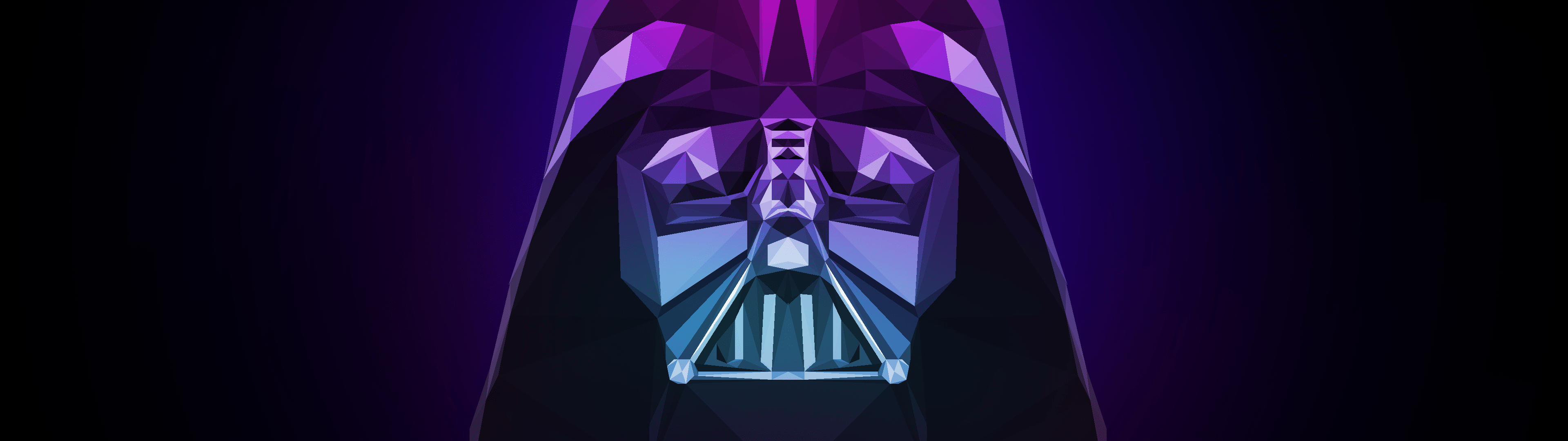 A purple and blue Darth Vader image with a dark background. - Low poly