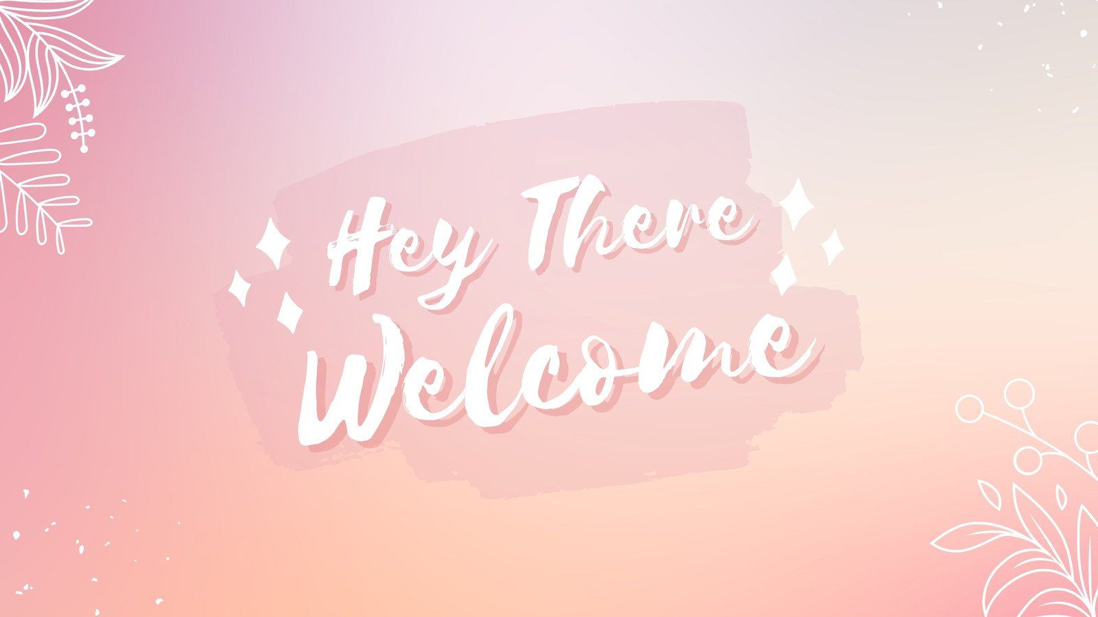 A pastel pink and orange gradient background with white foliage and white text that says 