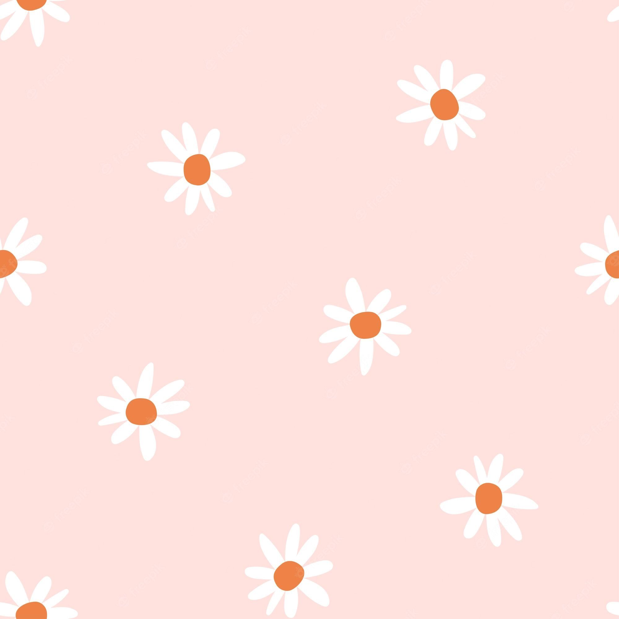 A pink background with white daisies - Pattern, retro, design