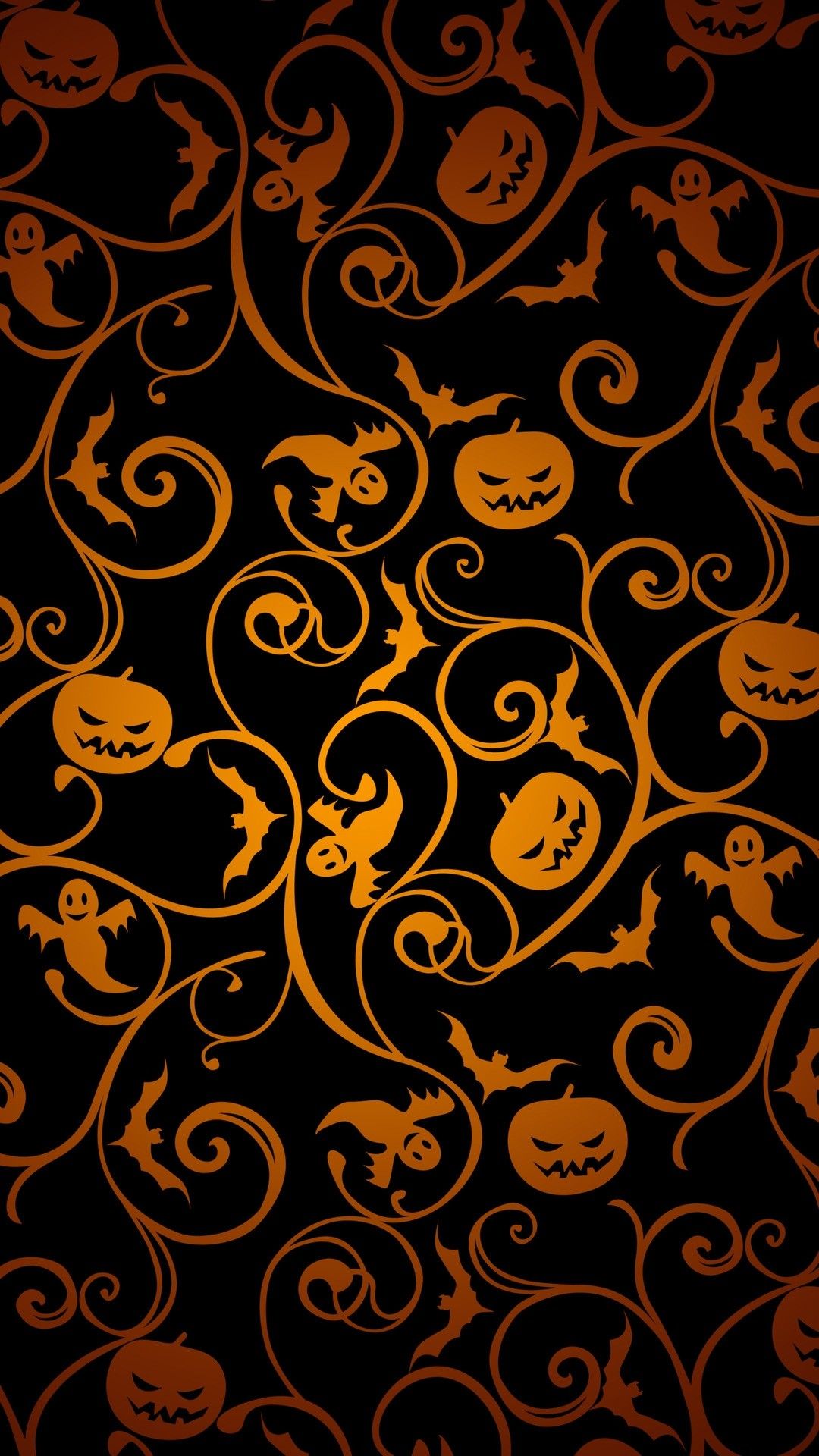 A halloween themed background with pumpkins and bats - Cute Halloween