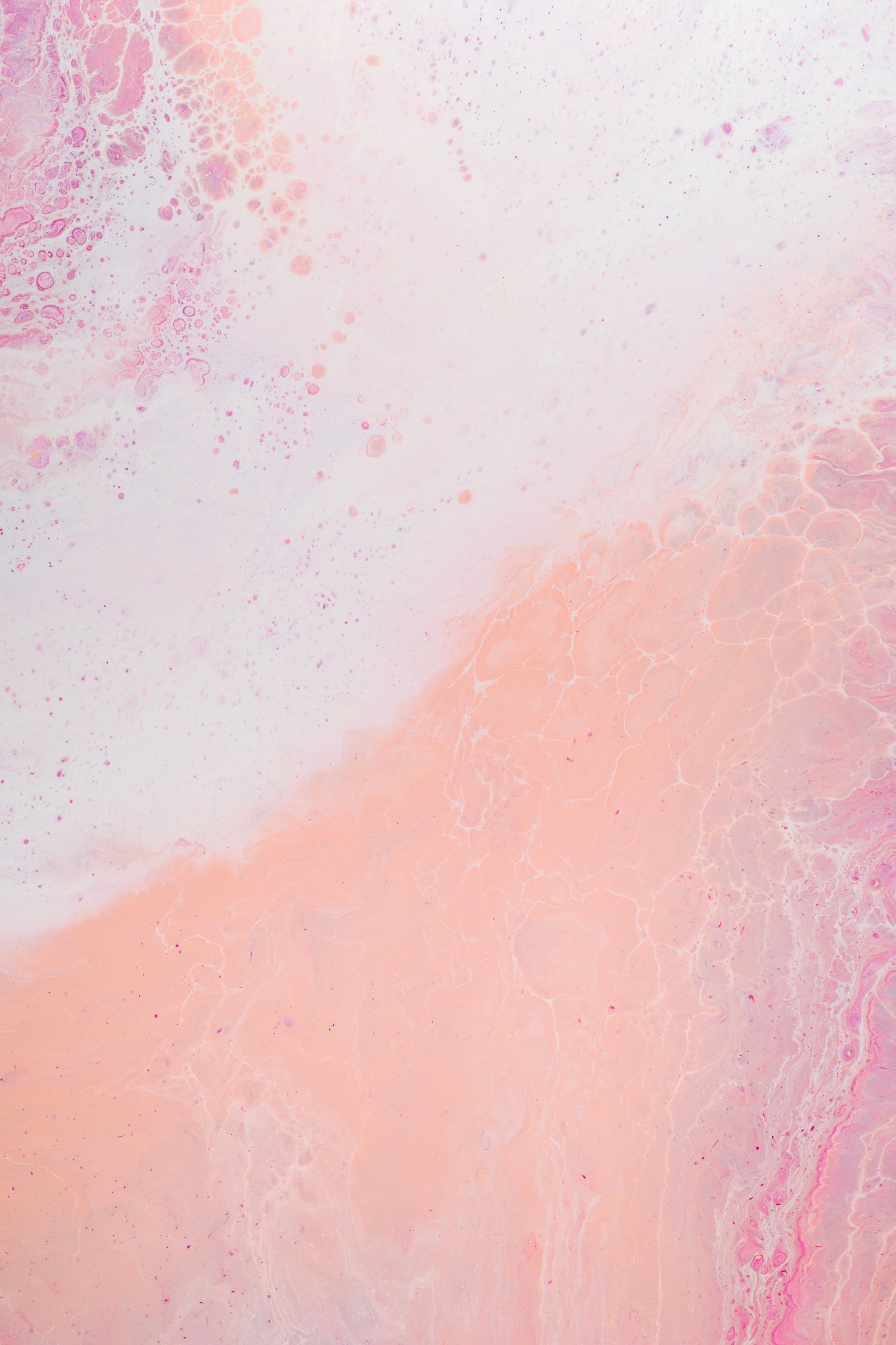 A pink and white abstract painting with splatters of paint. - Pink phone, pastel minimalist, pastel pink, pastel