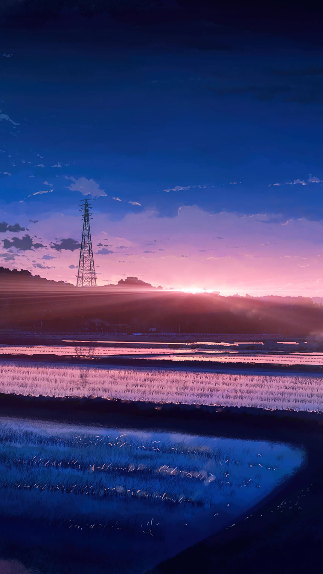 Aesthetic anime landscape wallpaper for mobiles and tablets. - Japanese