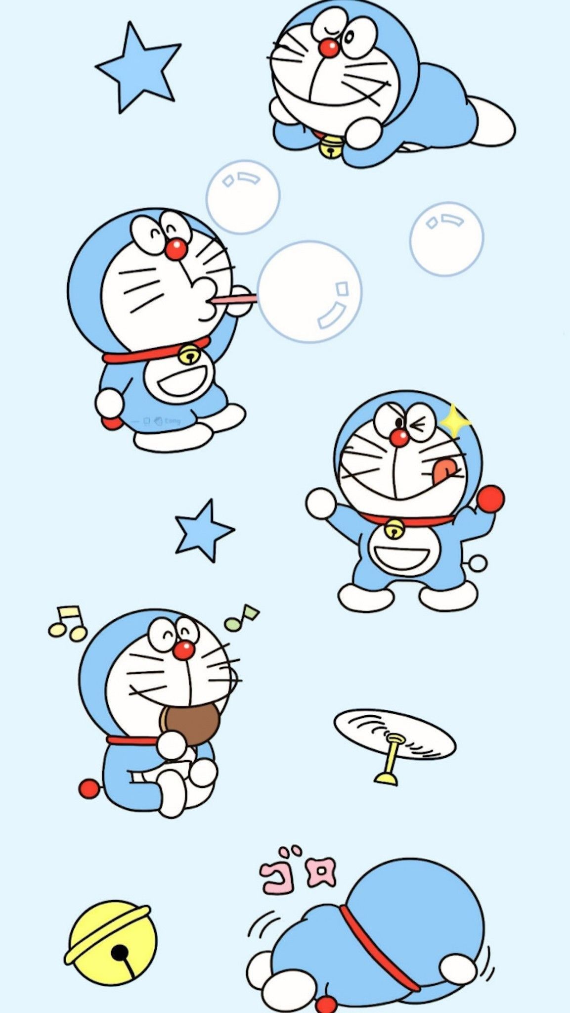 A cartoon character is shown in different poses - Doraemon