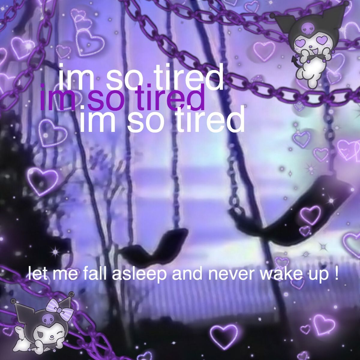 A purple and black aesthetic image with the text 
