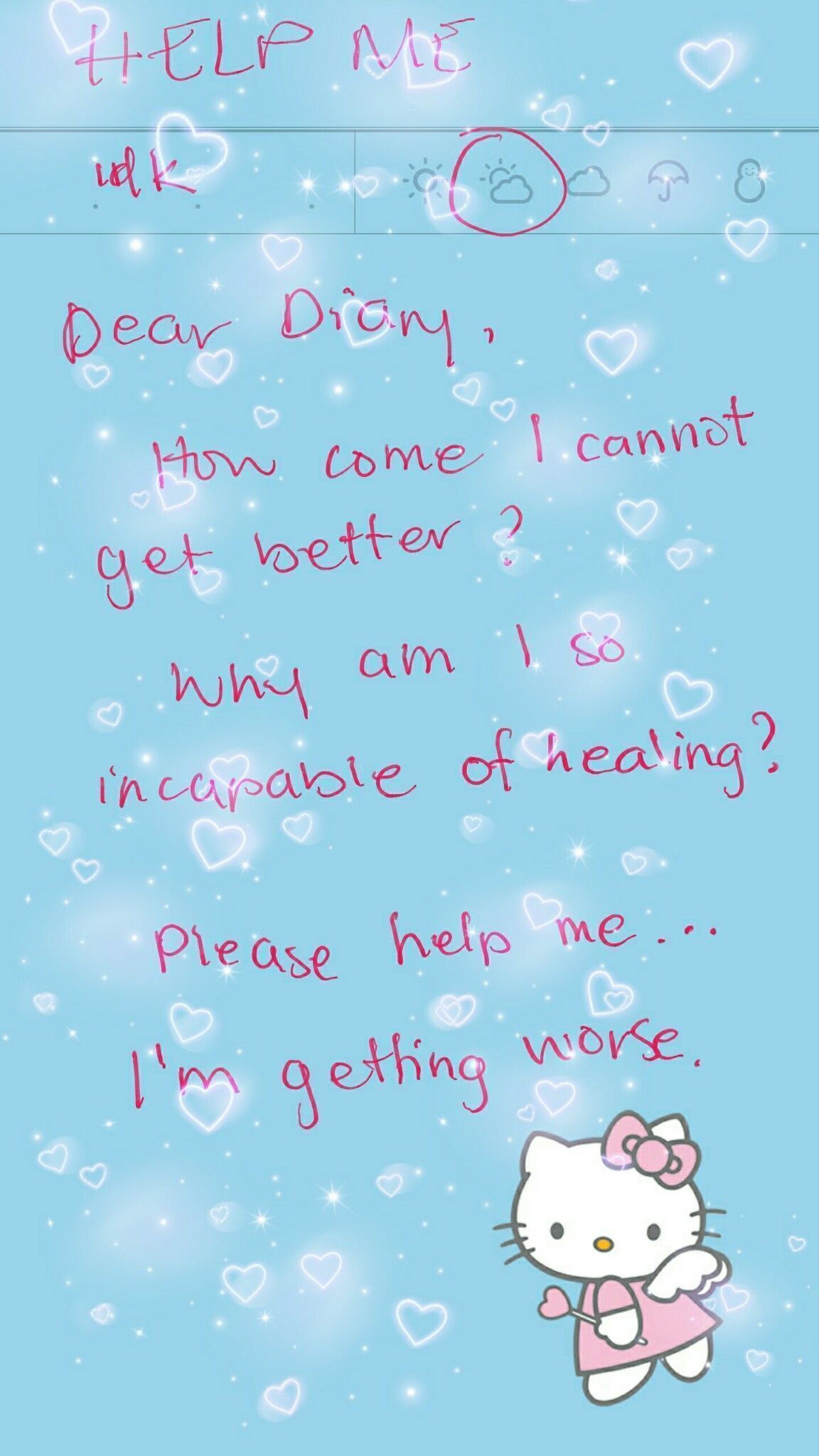 A letter from Hello Kitty to Diony asking for help. - Traumacore
