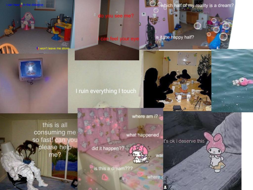 A collage of pictures with different things in them - Traumacore, weirdcore