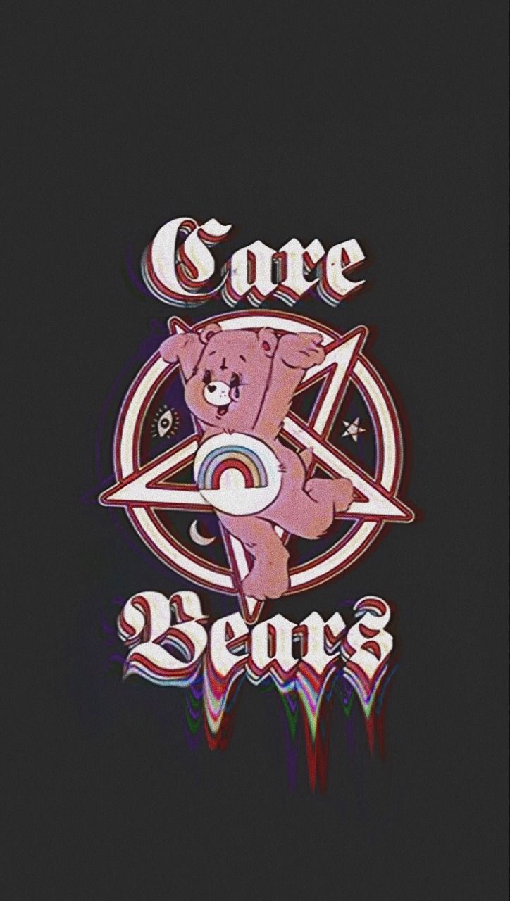 A black and white image of care bears - Traumacore