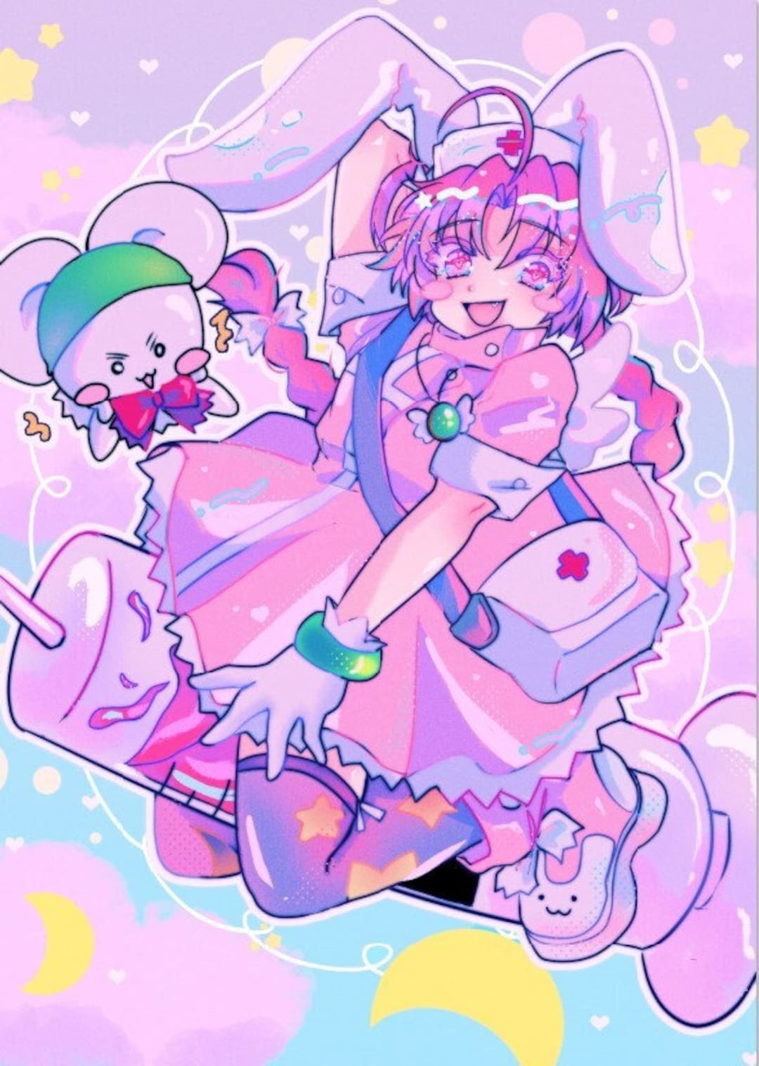 Nurse Witch Komugi A4 Art Print Pastel Animecore
