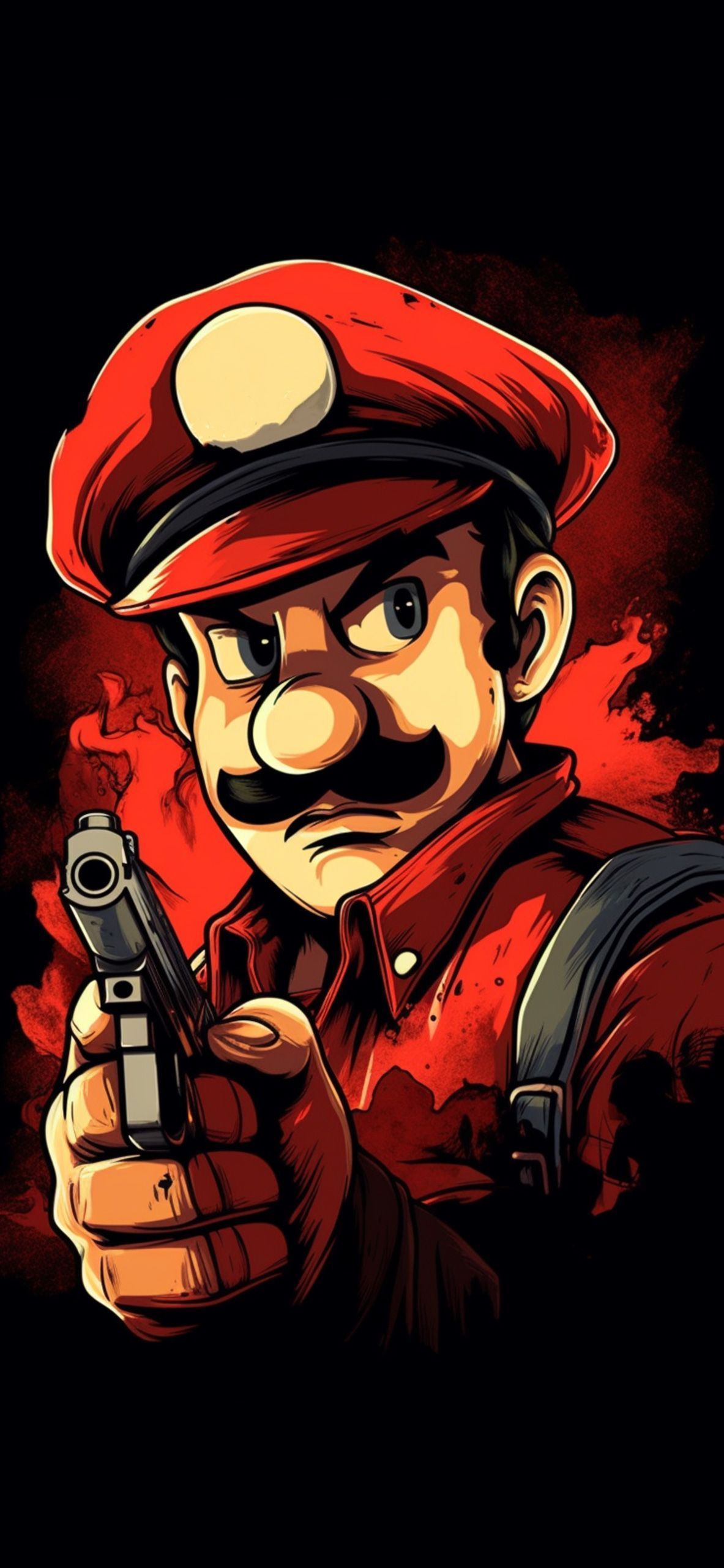 Super Mario with Gun Black Wallpaper Mario Wallpaper