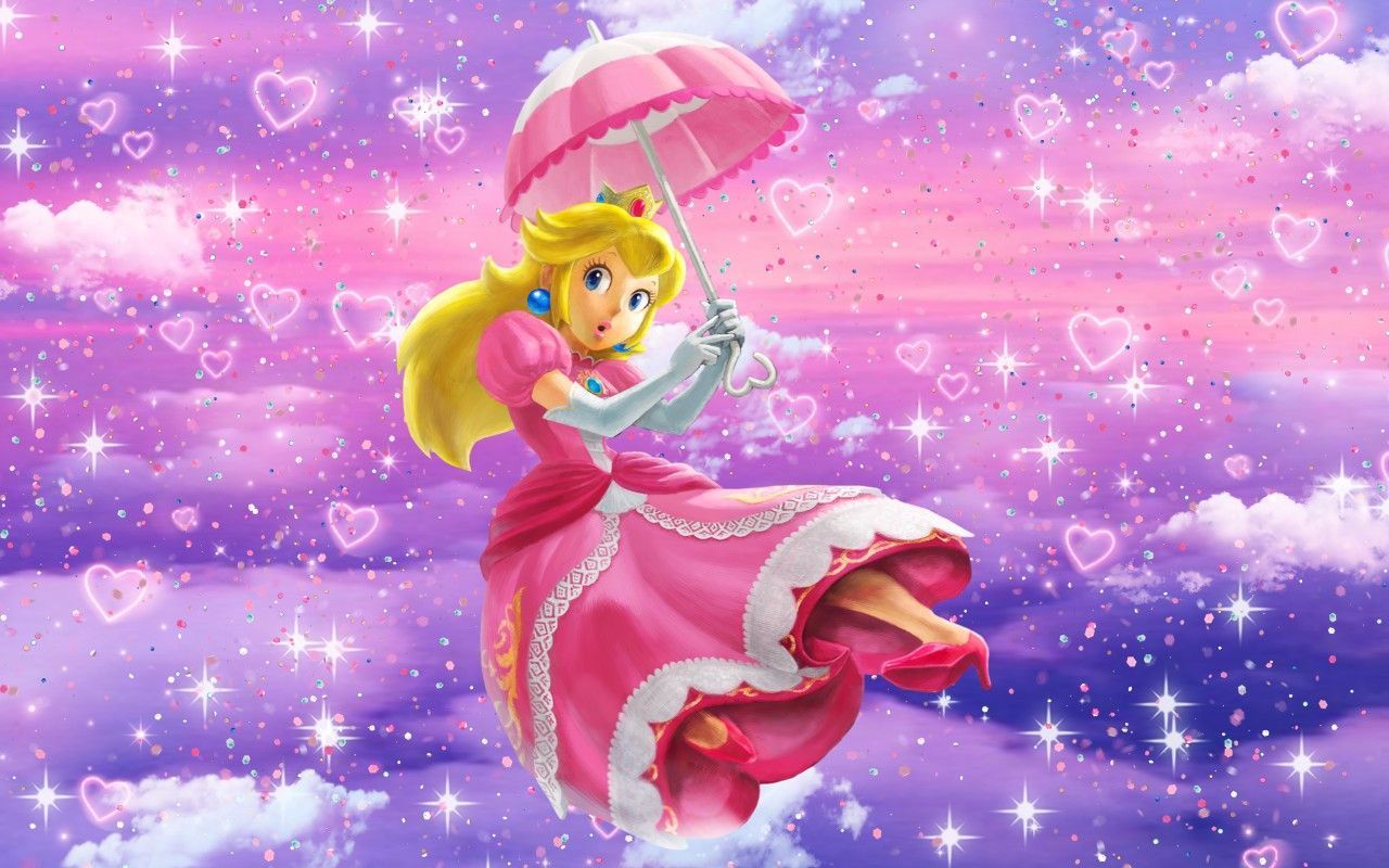 Nintendo Princess Peach aesthetic pink desktop wallpaper. Peach wallpaper, Princess peach, Super princess peach