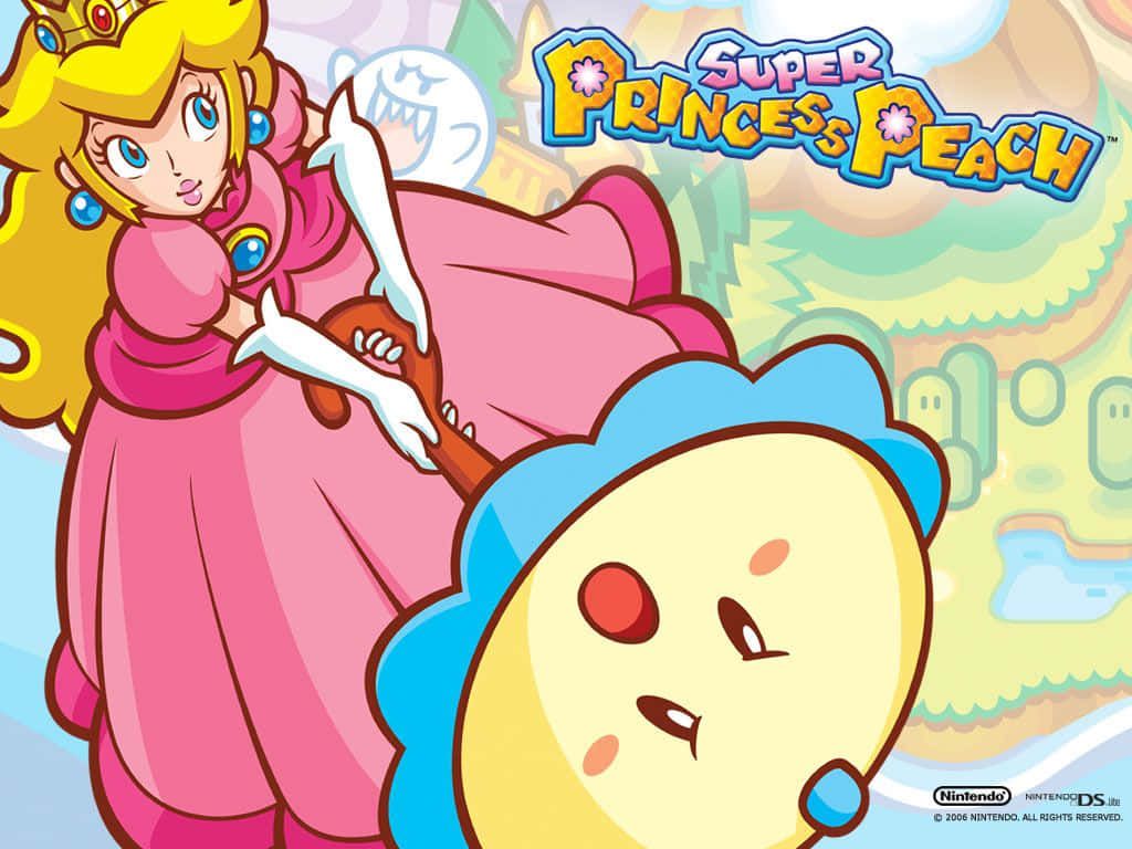 A cartoon character is holding onto something - Princess Peach