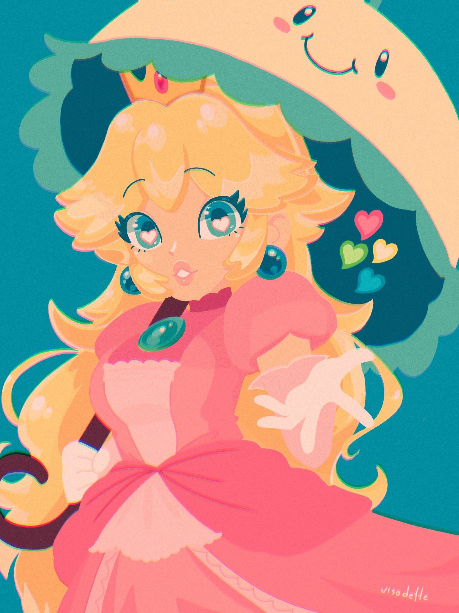 A girl with long hair and an umbrella - Princess Peach