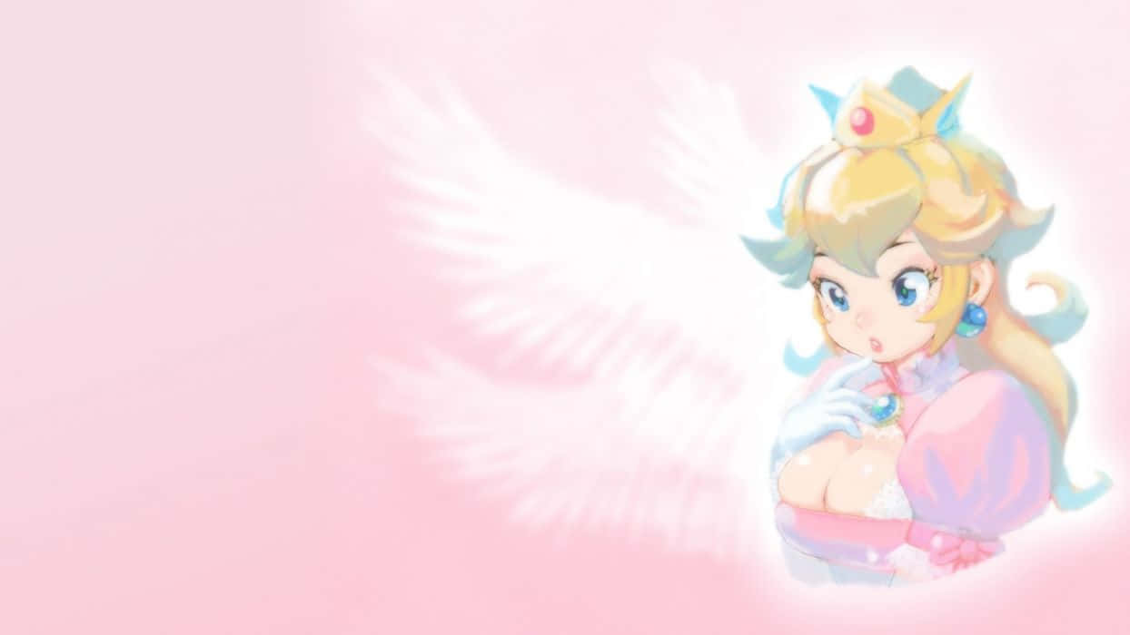 Download The beautiful Princess Peach, smiling in her royal attire Wallpaper
