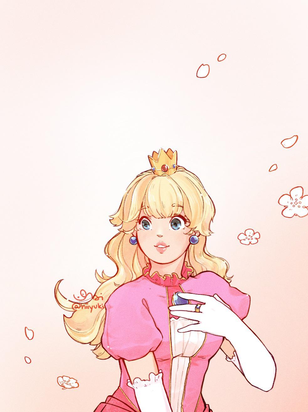 A cartoon character with long blonde hair - Princess Peach