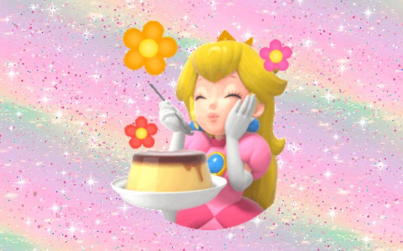 A cartoon character is holding up her hand - Princess Peach