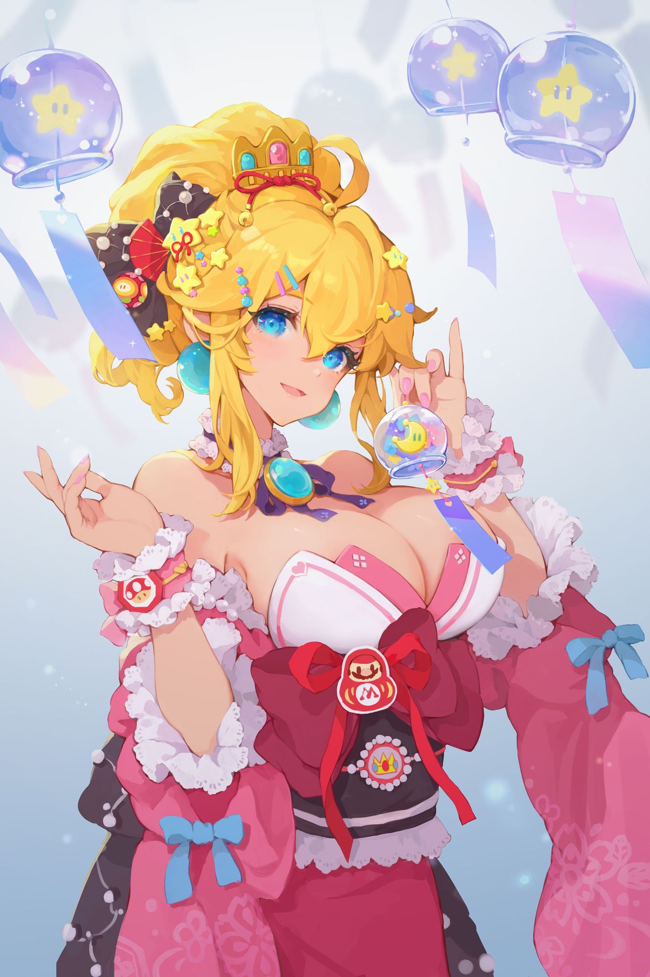 A woman in anime style with big boobs - Princess Peach