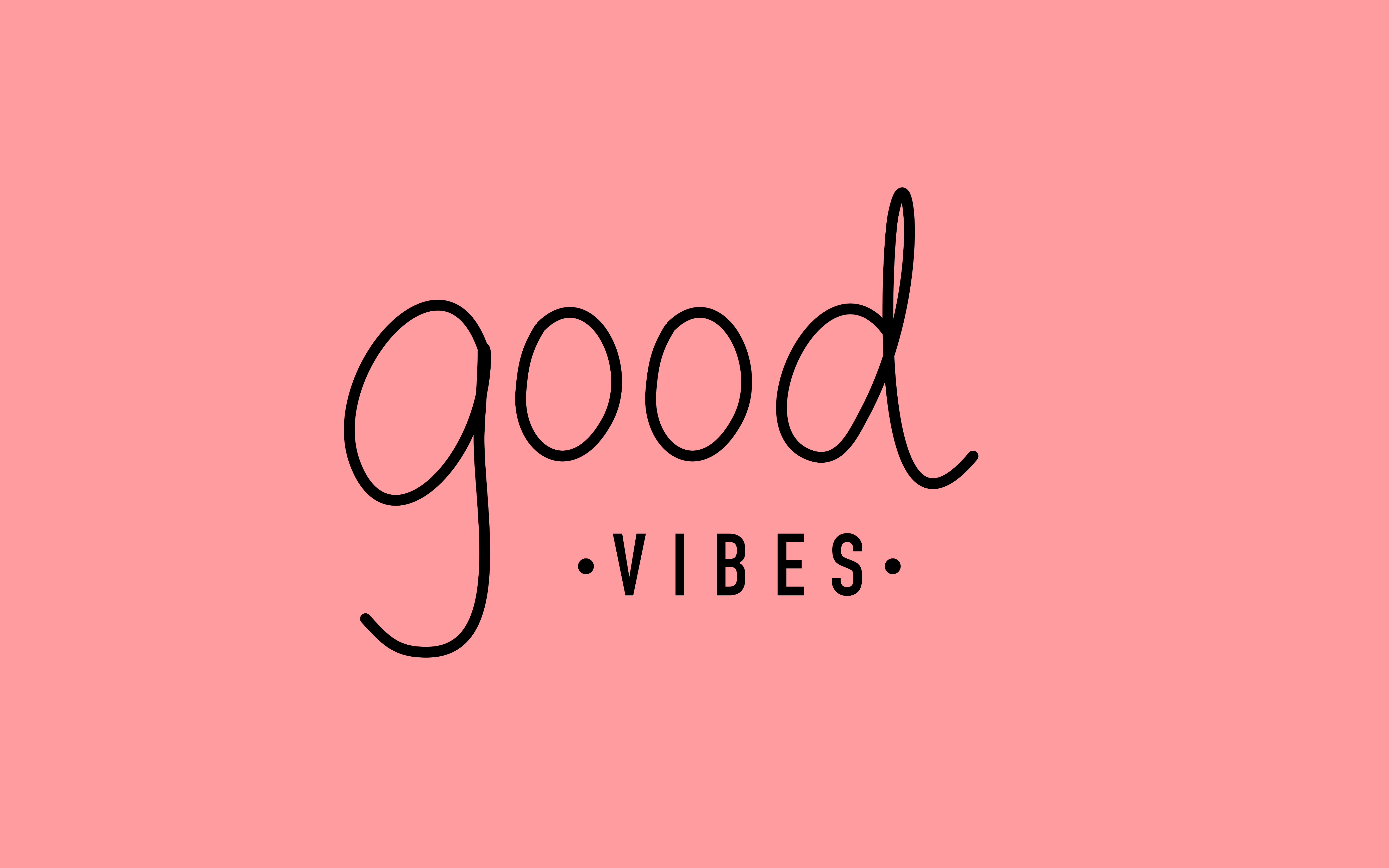 The good vibes logo on a pink background - 