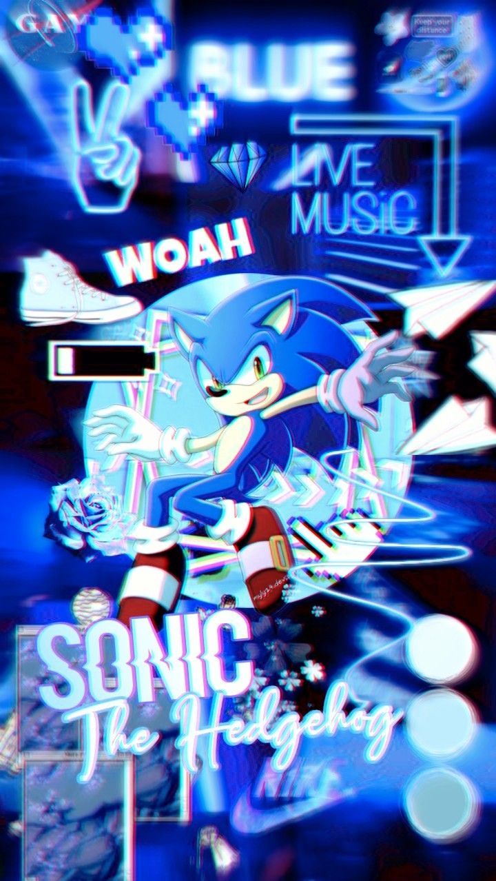 Blue aesthetic wallpaper of Sonic the Hedgehog - Sonic