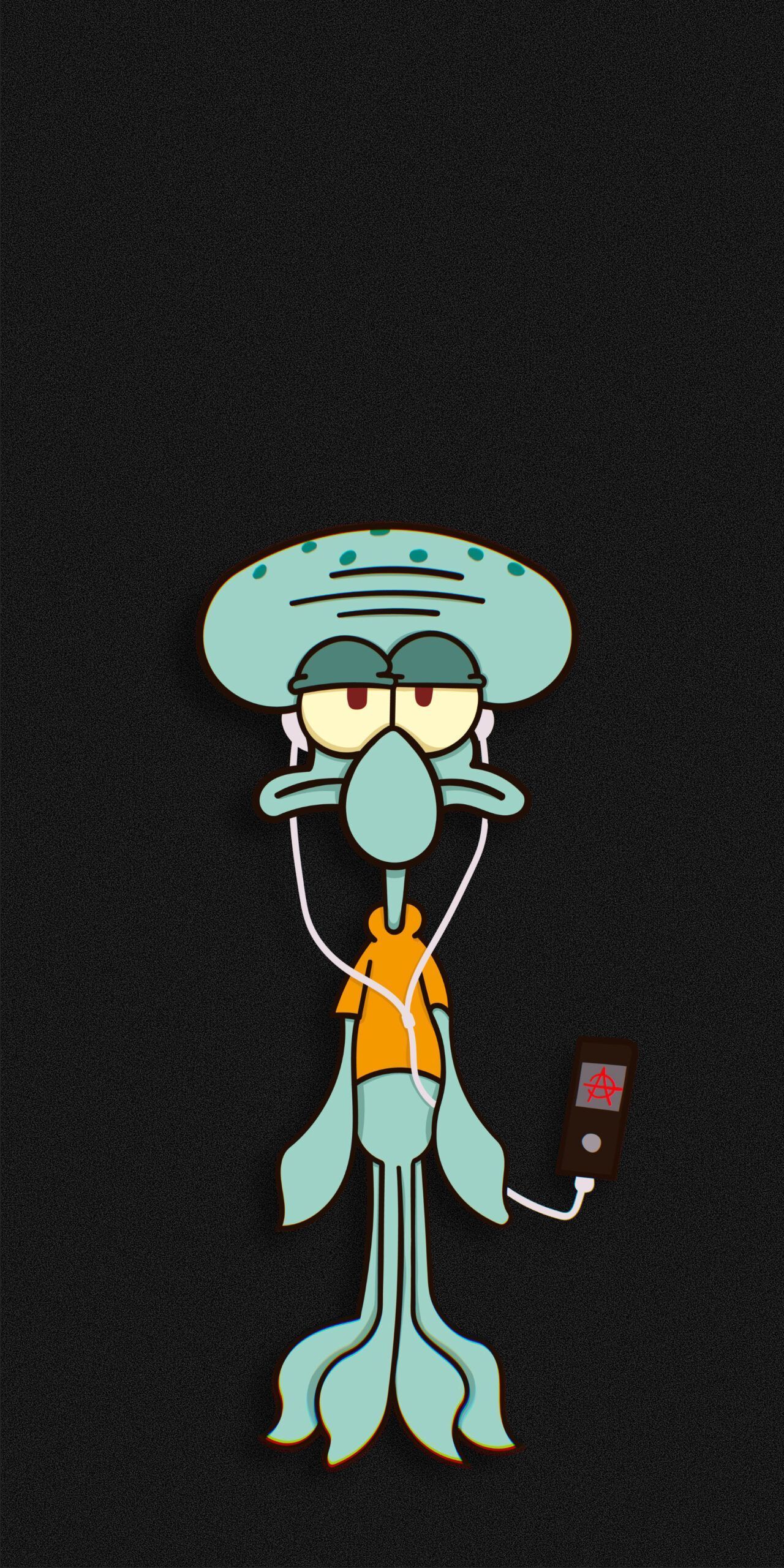 Squidward reading a book on a black background - Squidward