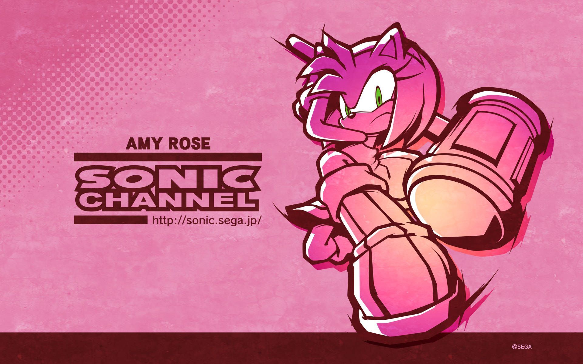 A wallpaper of Amy Rose from the Sonic Channel website - Sonic