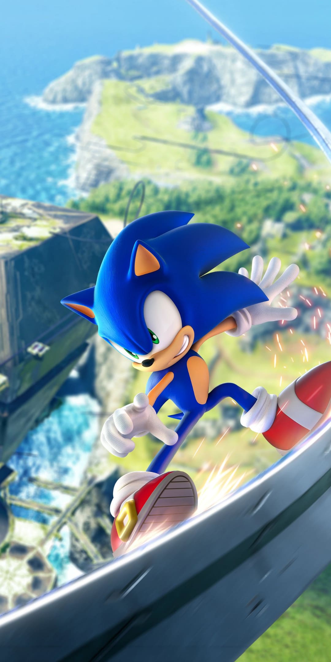 Sonic the hedgehog is flying over a city - Sonic