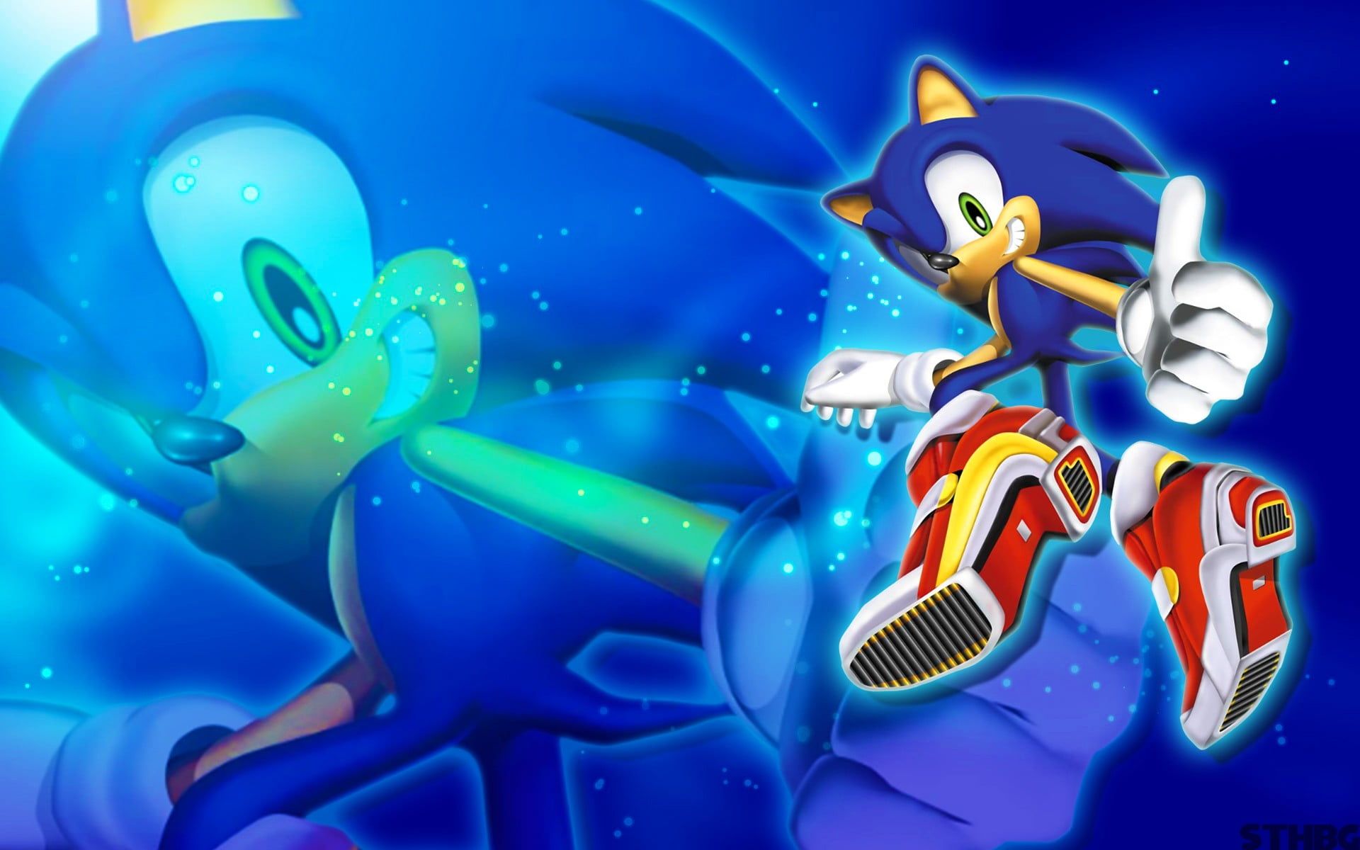 Wallpaper Sonic The Hedgehog Illustration, Blue