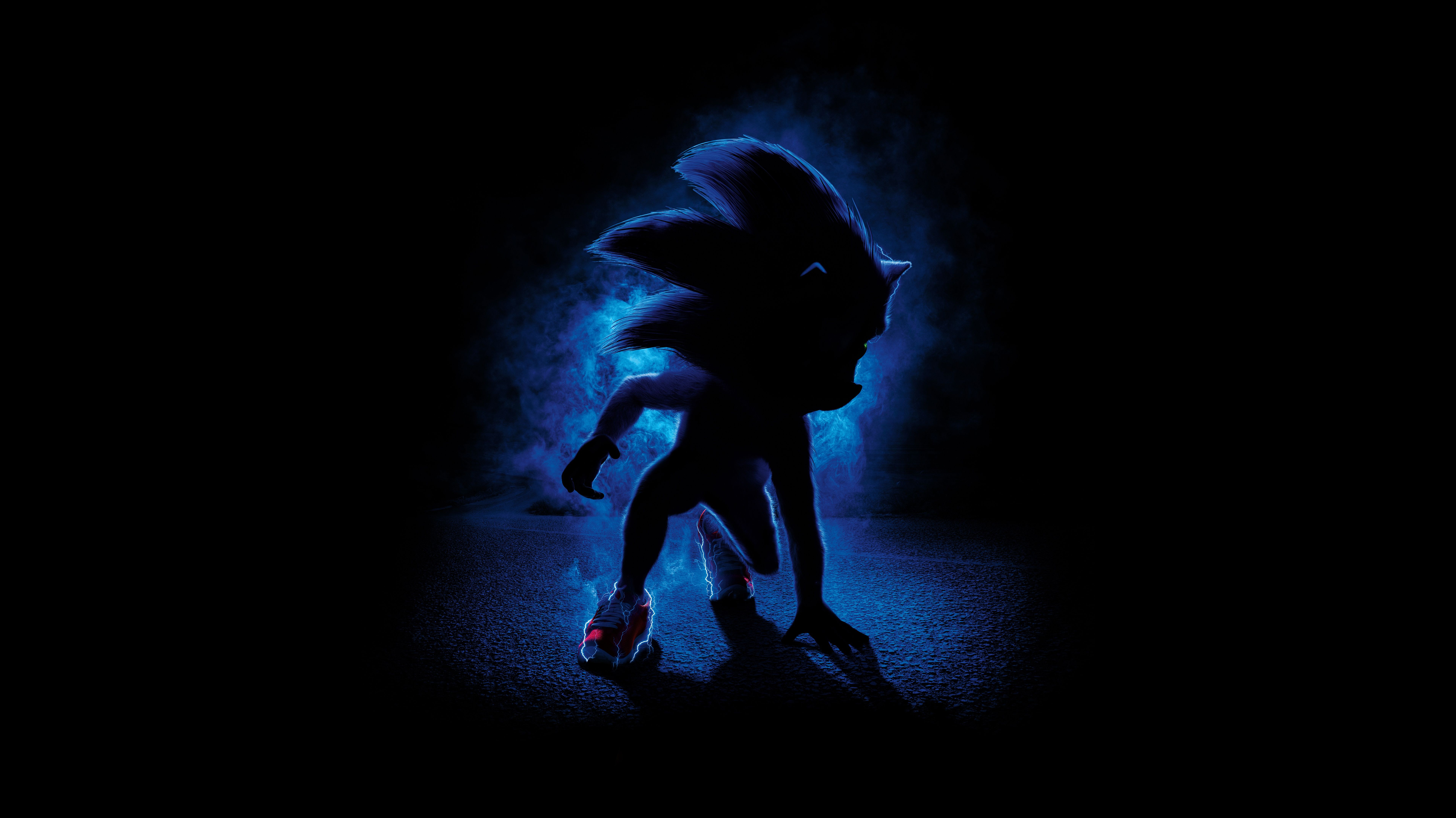Sonic The Hedgehog Wallpaper 4K, Black Background, 5K, Black Dark