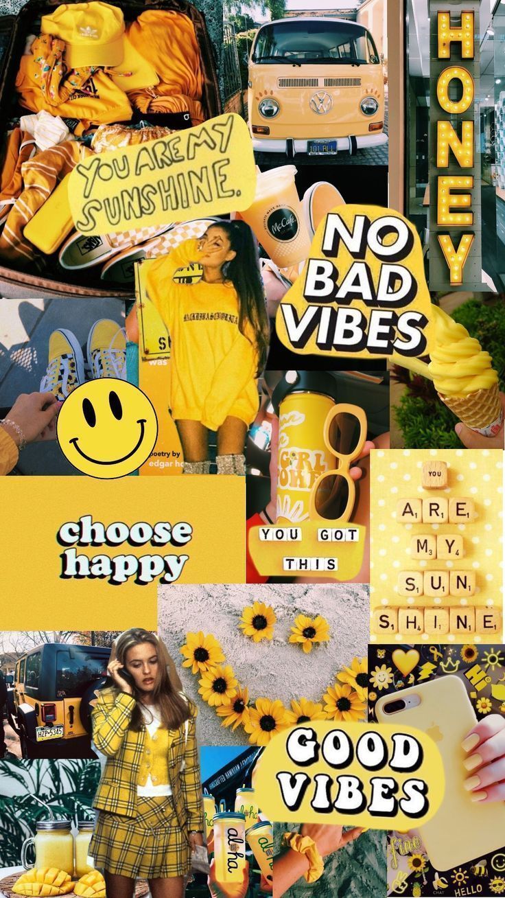 Aesthetic phone background collage of yellow pictures - VSCO