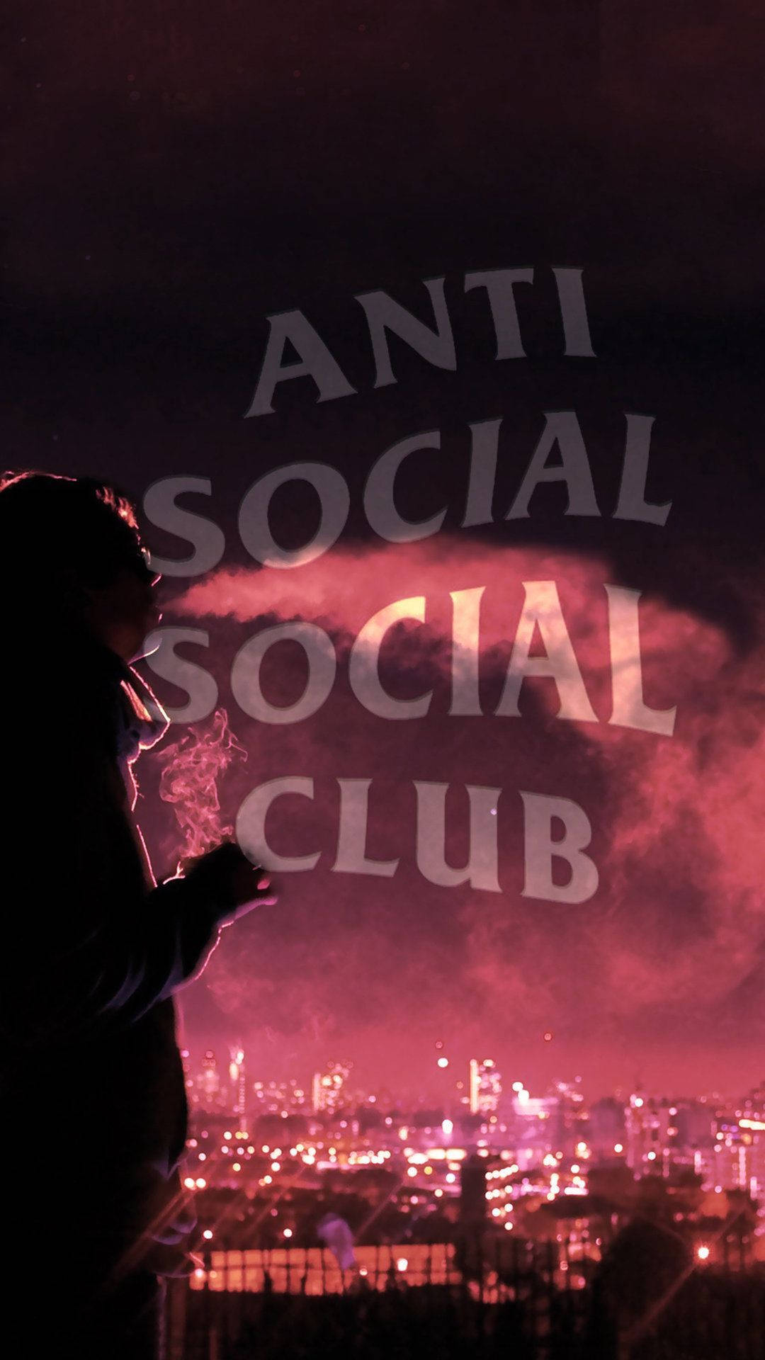 Anti Social Social Club wallpaper with a person smoking on a rooftop at night - Anti Social Social Club