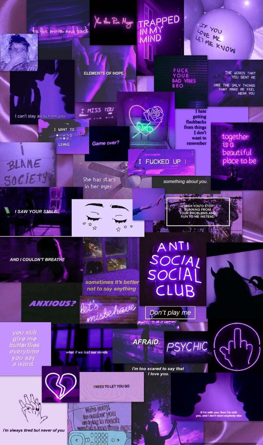 Aesthetic Purple Collage wallpaper for your phone or desktop - Anti Social Social Club