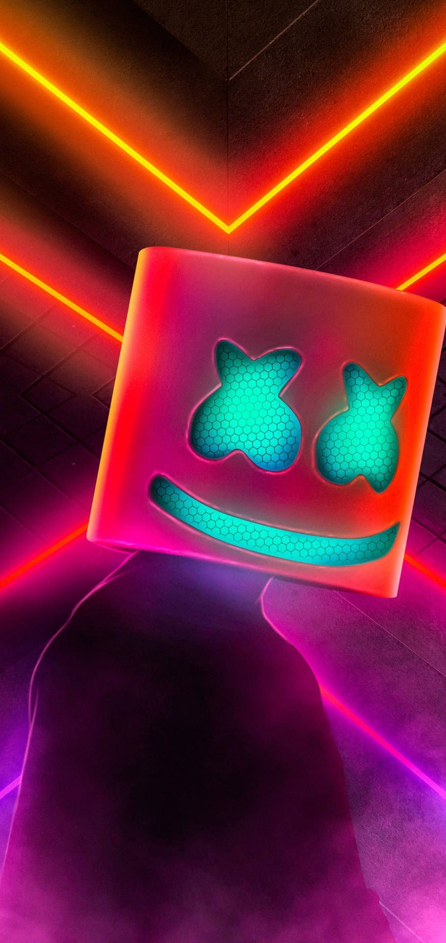 Download Neon Background Marshmello HD iPhone Wallpaper