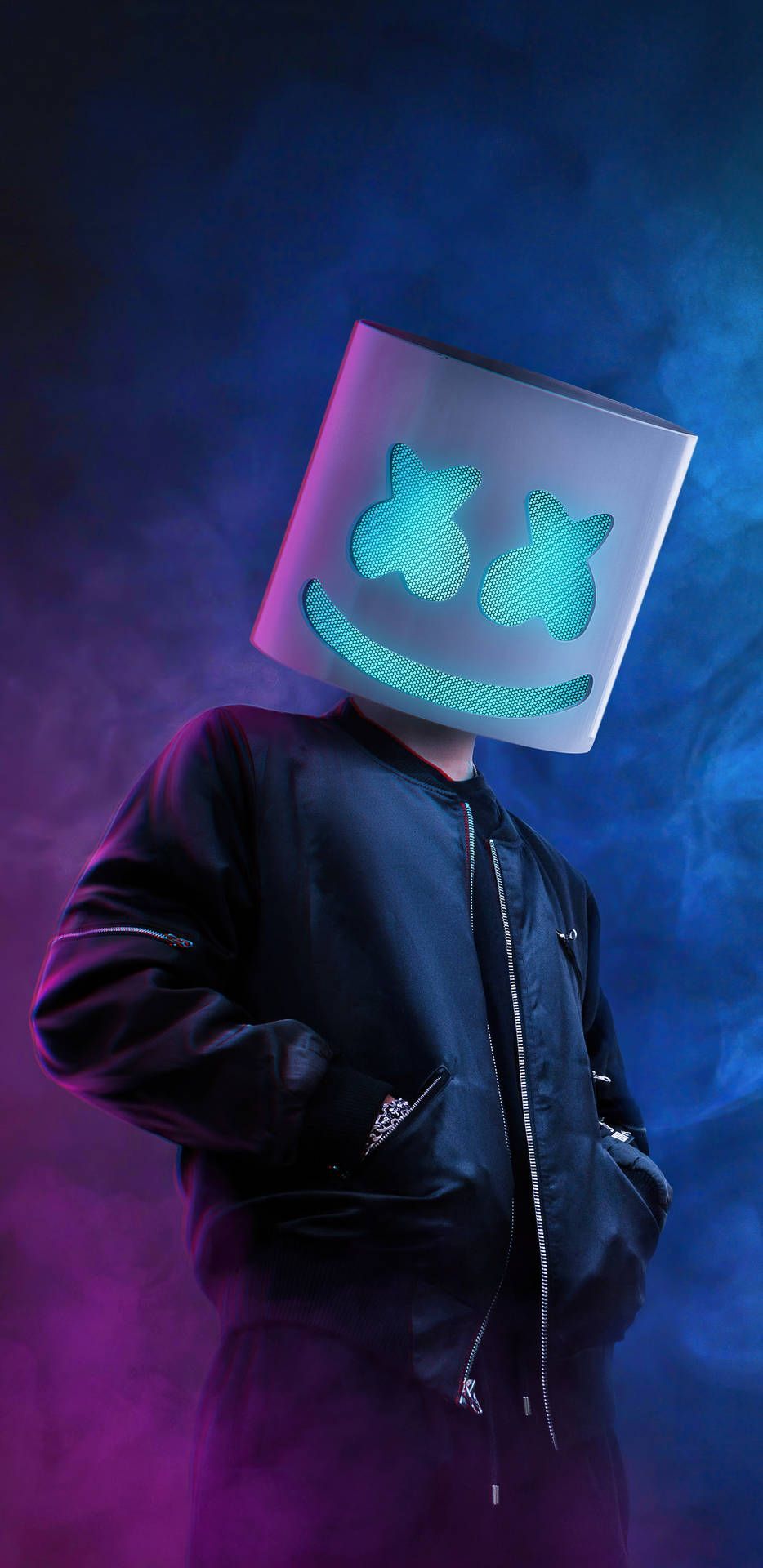 Download Blue Background Marshmello HD iPhone Wallpaper
