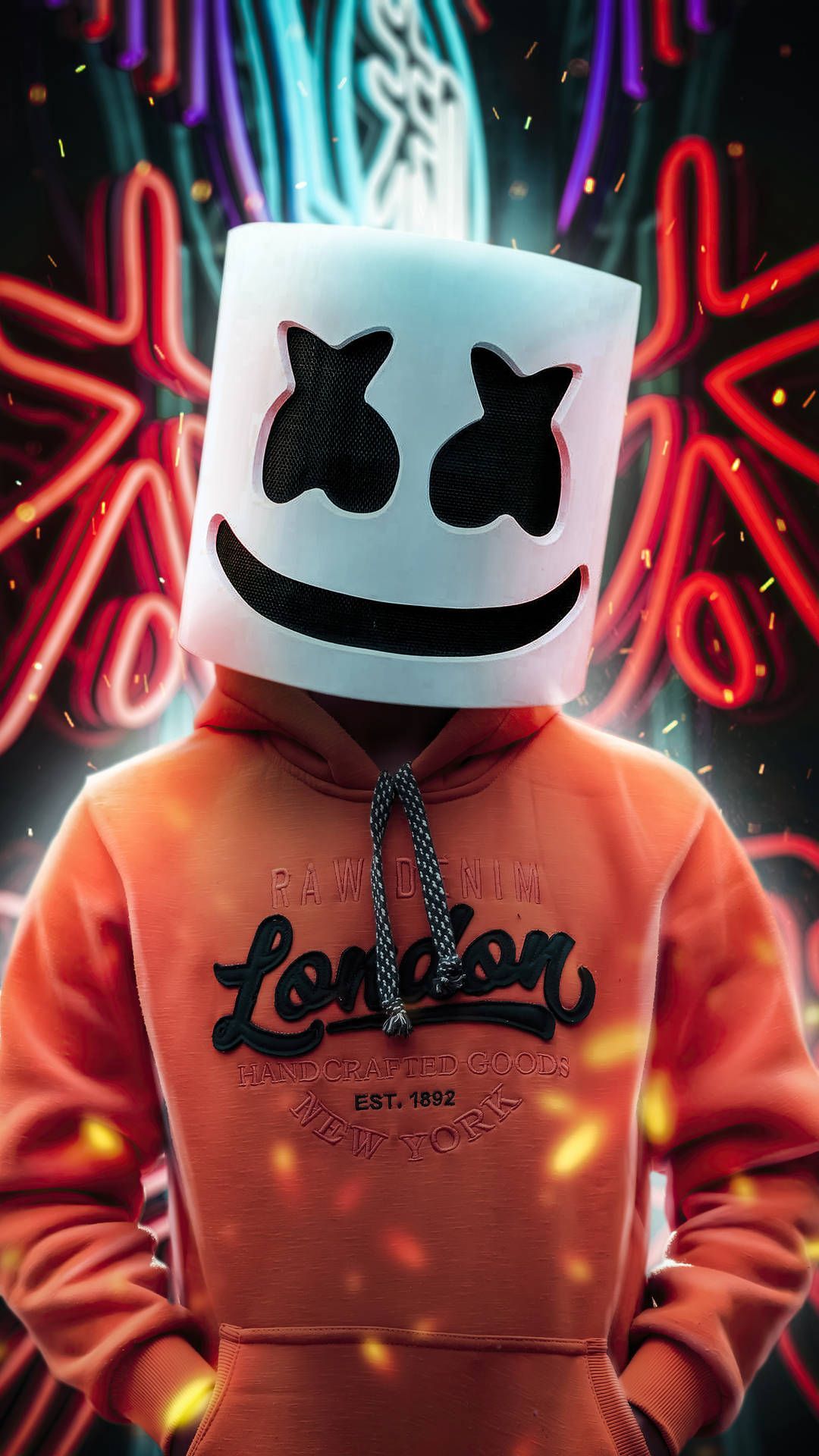 Download Neon Signs Background Marshmello HD iPhone Wallpaper