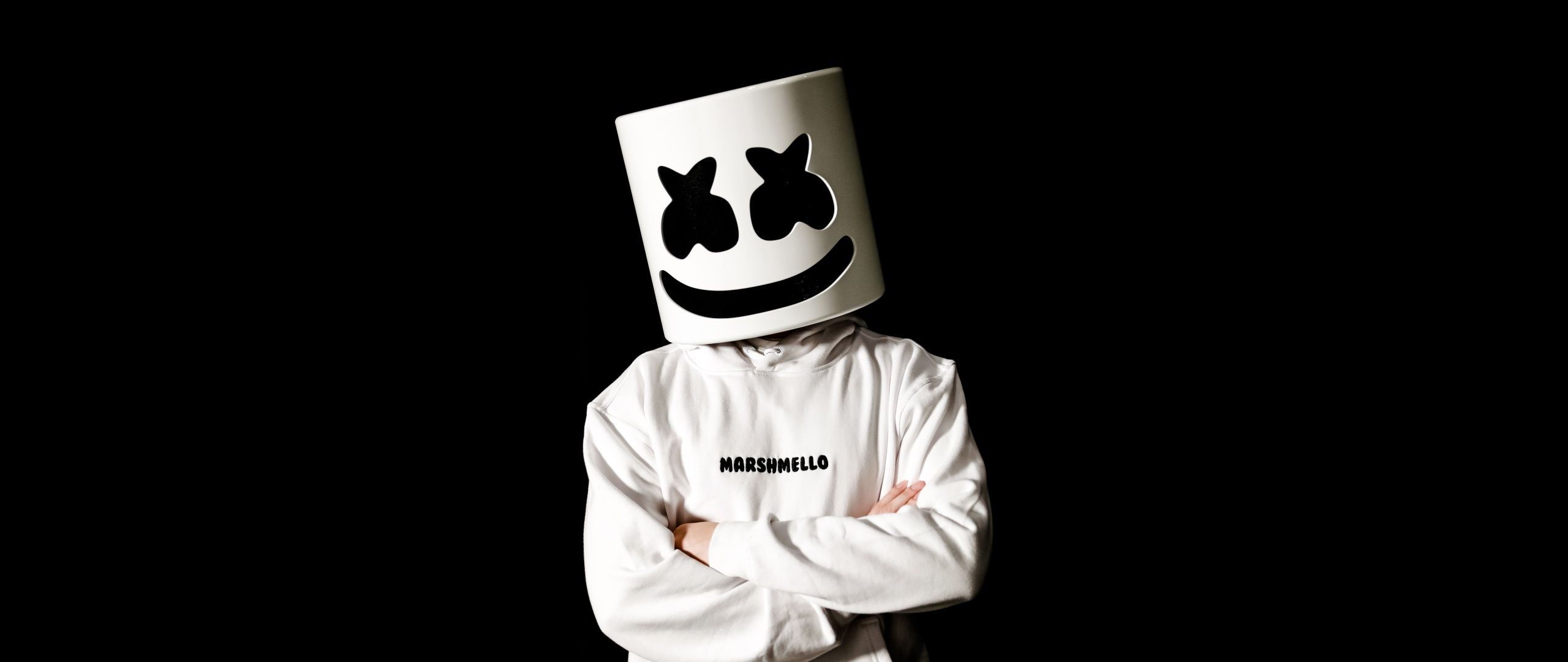 Marshmello Wallpaper 4K, Monochrome, American DJ, Black Dark