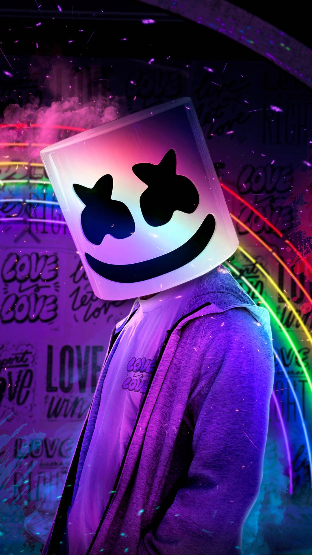 Download Rainbow Background Marshmello HD iPhone Wallpaper