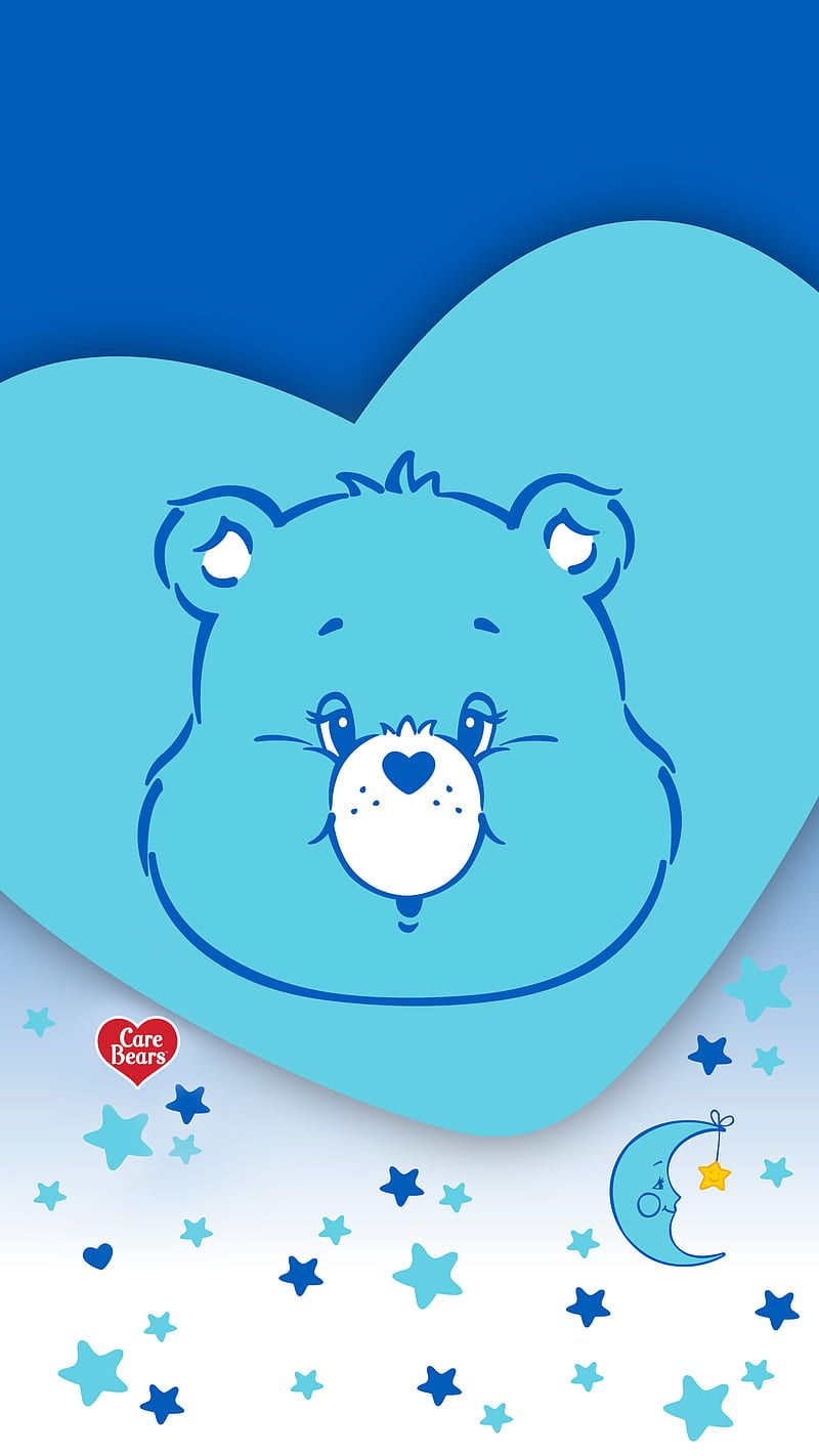 Bedtime Love, Bedtime, Care, bear, blue, calm, care bears, cartoon, fun, heart, HD phone wallpaper