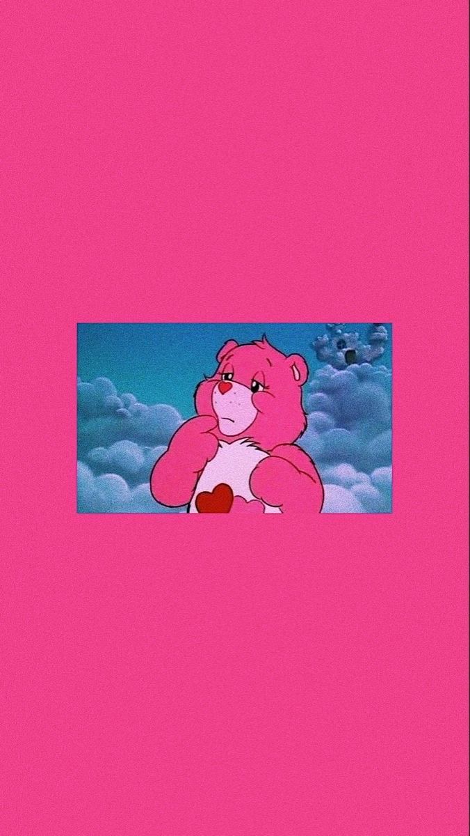 A pink bear on a pink background - Care Bears