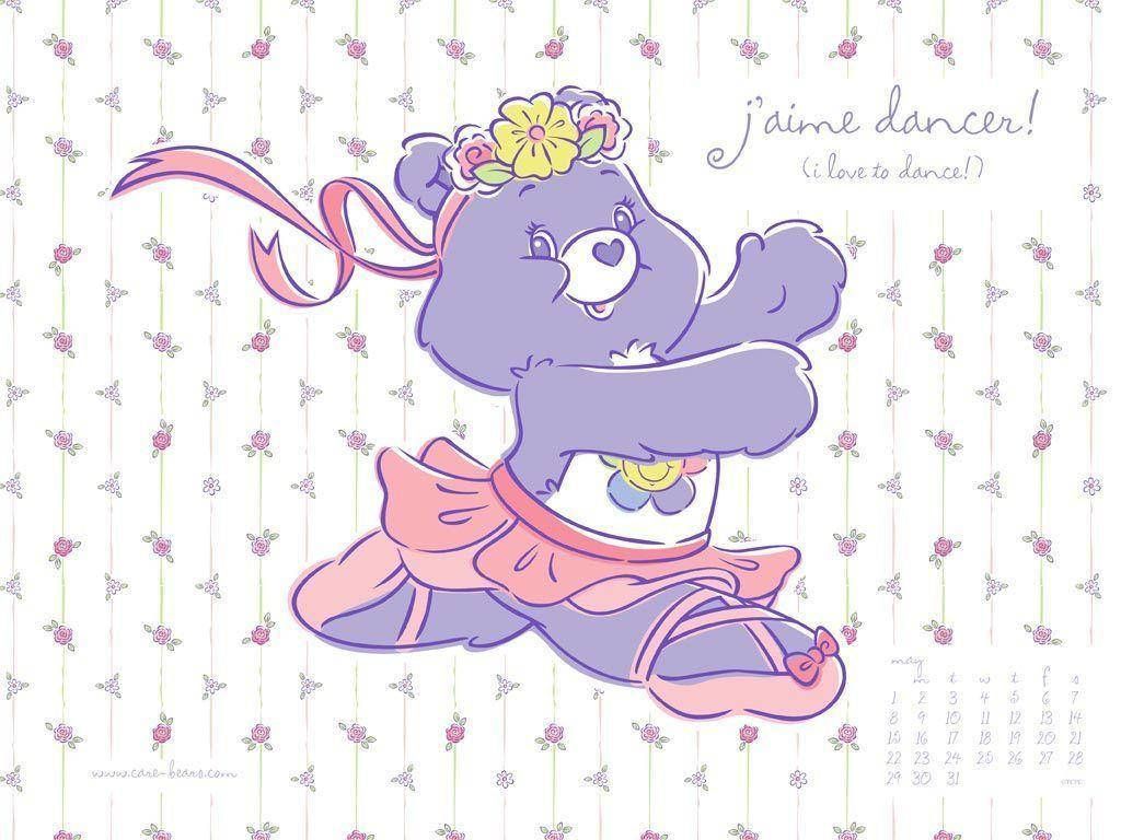 A calendar with the character of care bear dancing - Care Bears